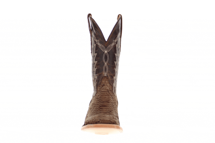 Mens brown Python Snake Leather Square Toe Cowboy Boots by Vaccari