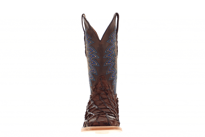 Men's Vaccari Mocha Pirarucu Broad Square Toe Cowboy Boots