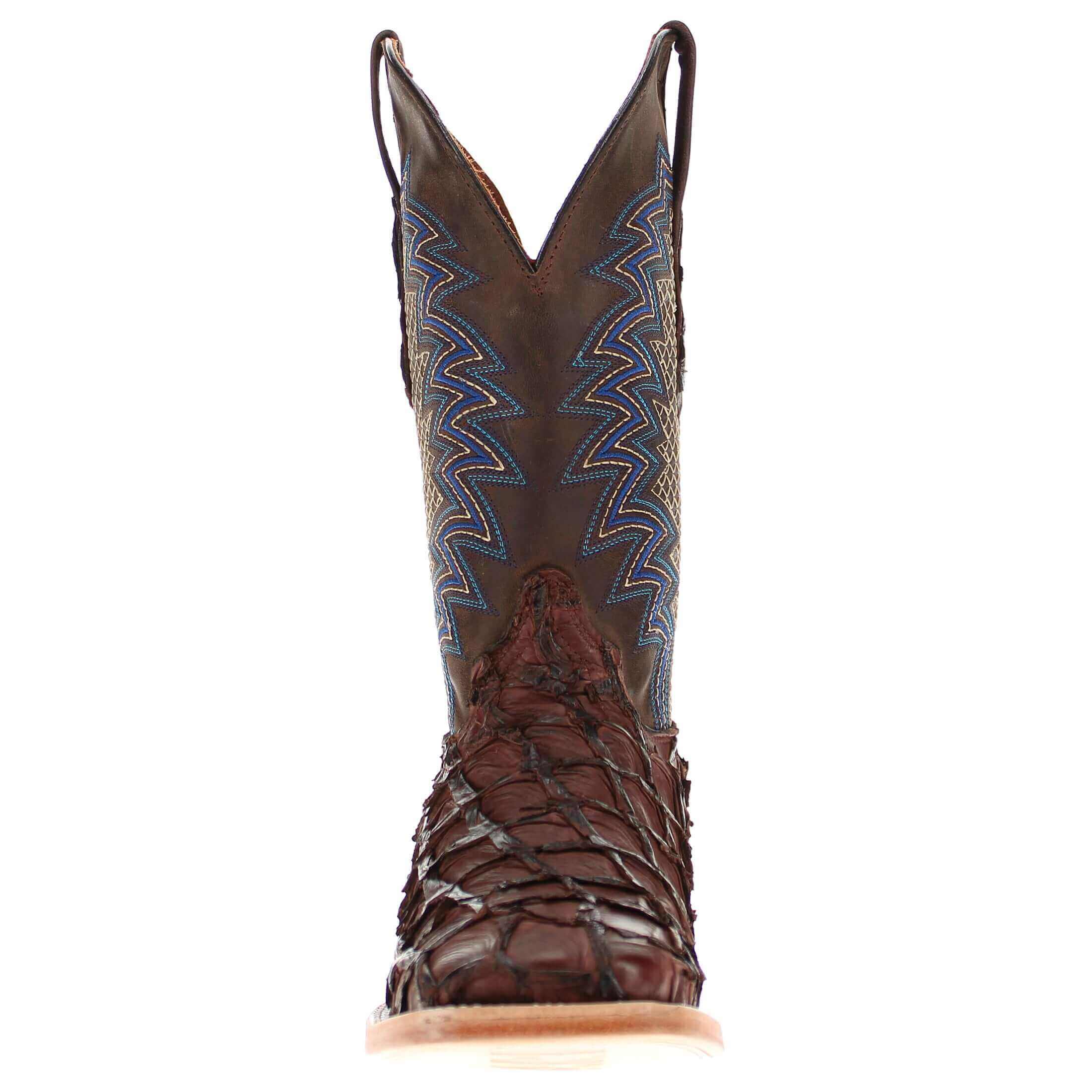 Men's Vaccari Mocha Pirarucu Broad Square Toe Cowboy Boots