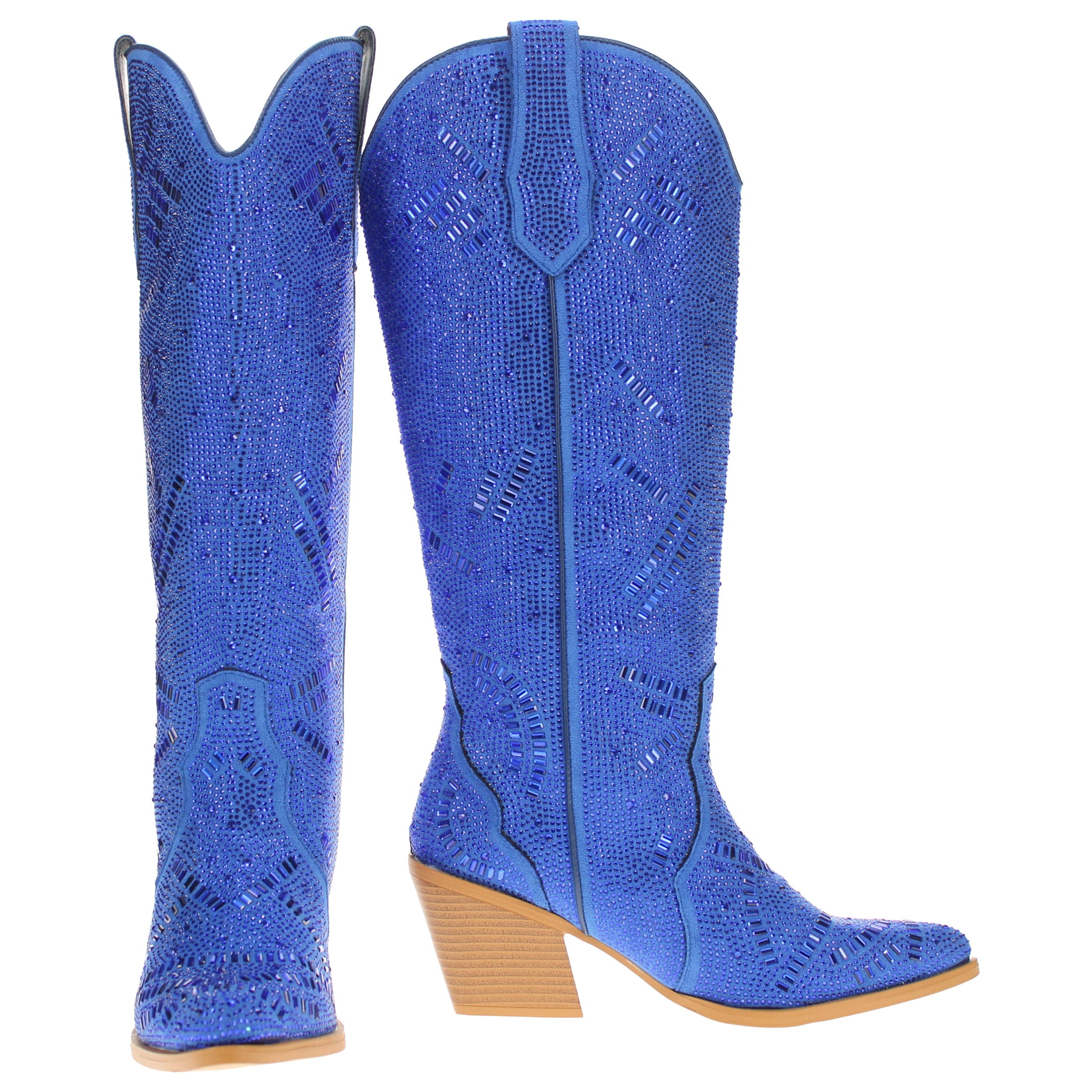 Women's Blue Tall Bling Cowgirl Boots Sierra by V by Vaccari