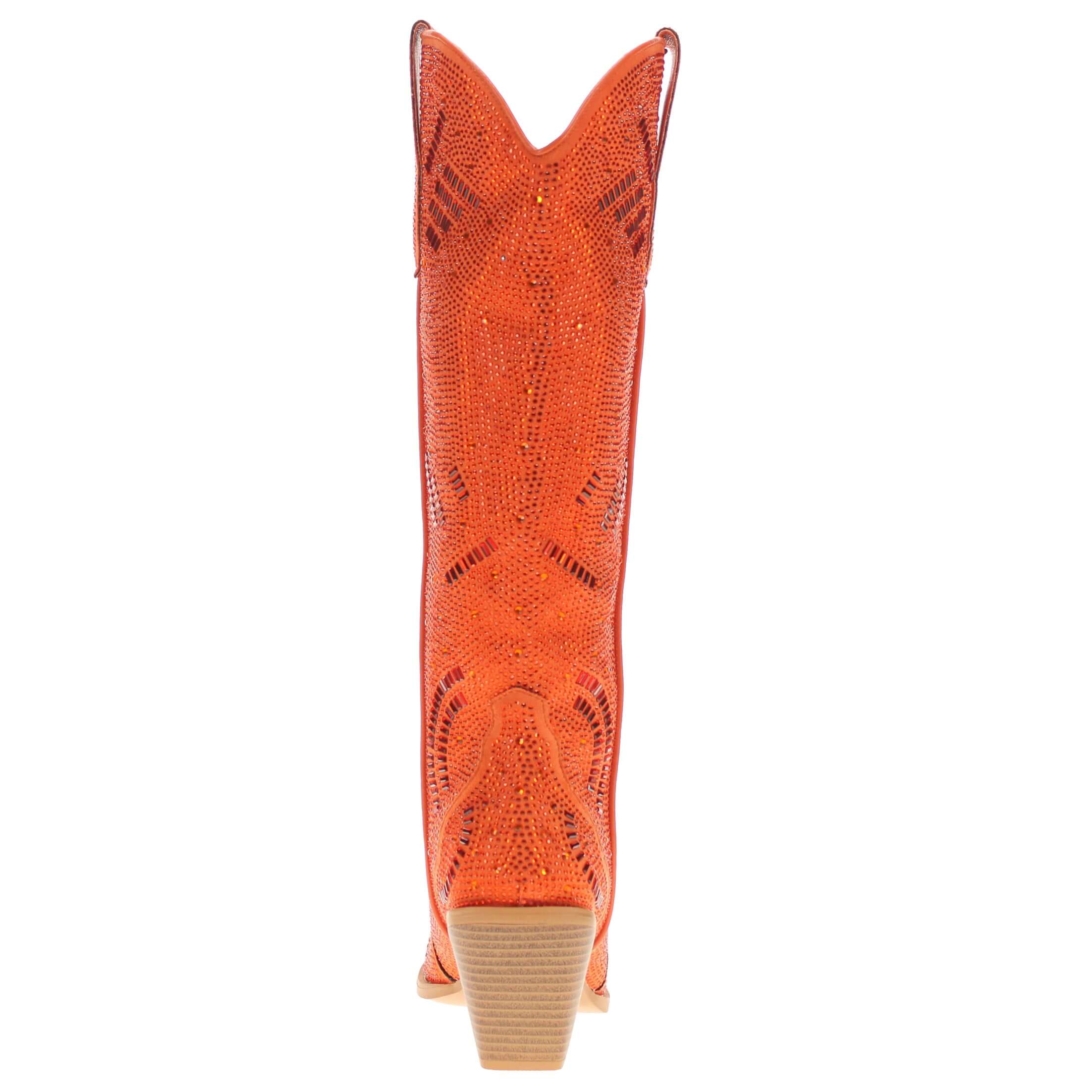 Women's Orange Tall Bling Cowgirl Boots Sierra by V by Vaccari