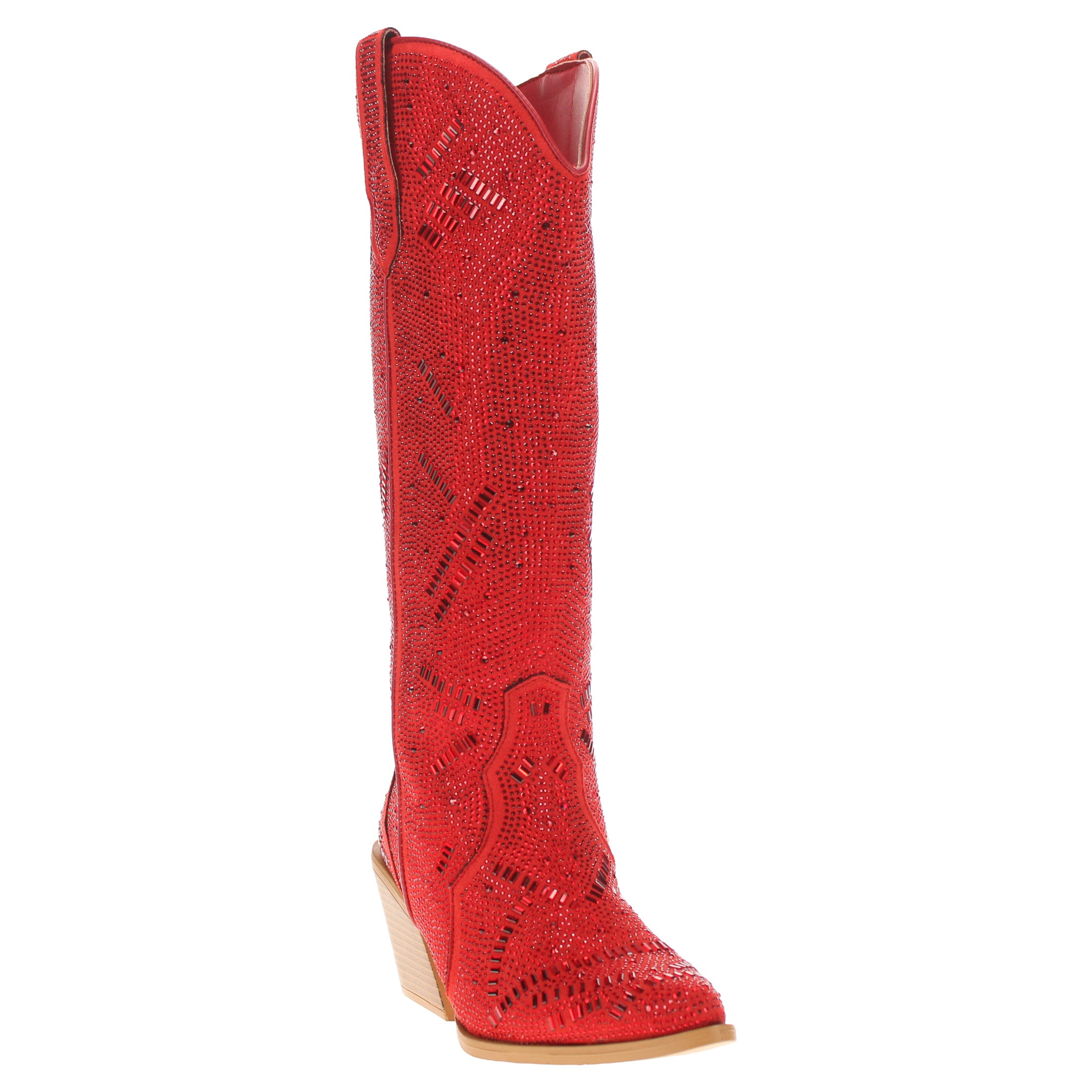 Women's Red Tall Bling Cowgirl Boots Sierra by V by Vaccari