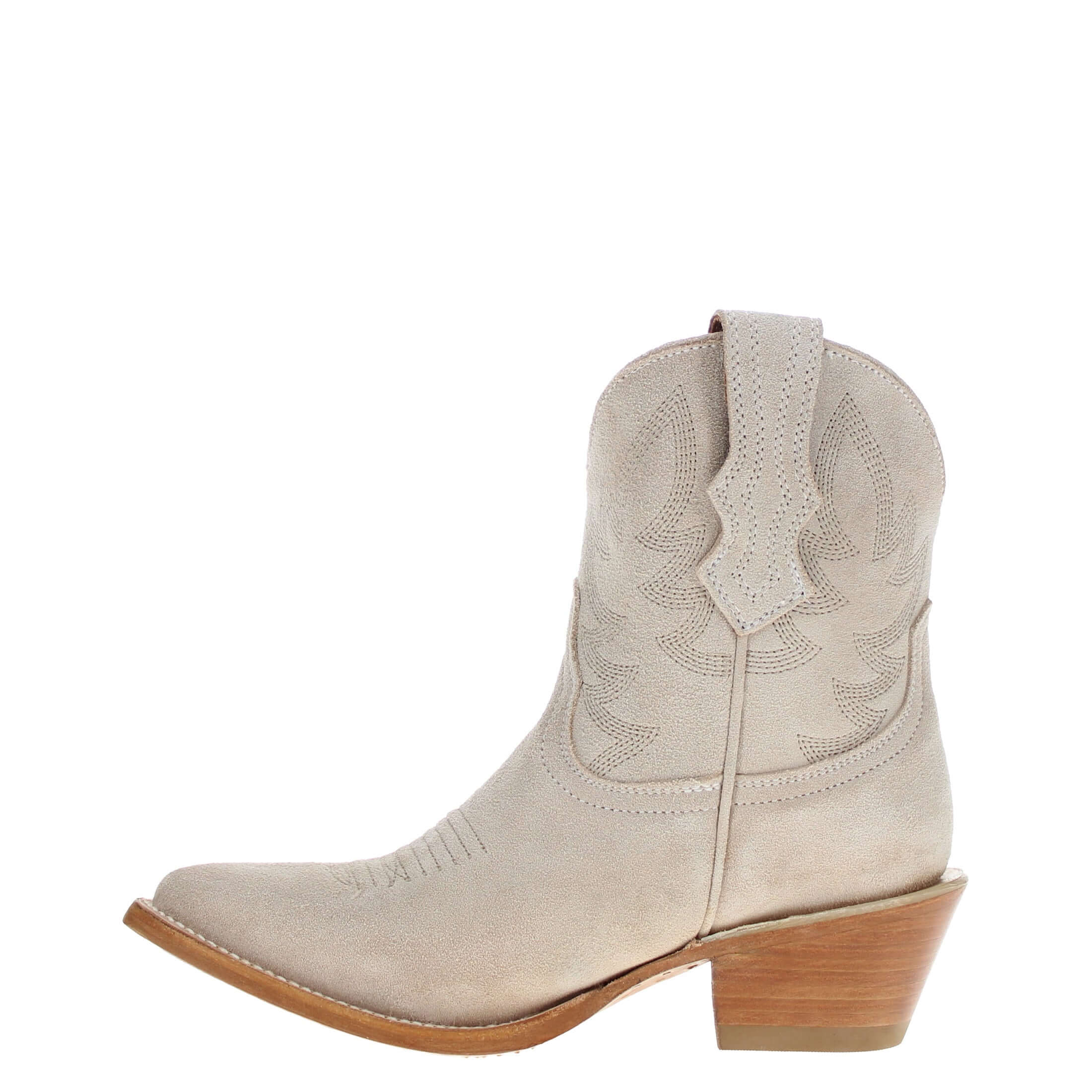 Women's Ivory Suede Leather Cowgirl Booties Emma by Vaccari Core