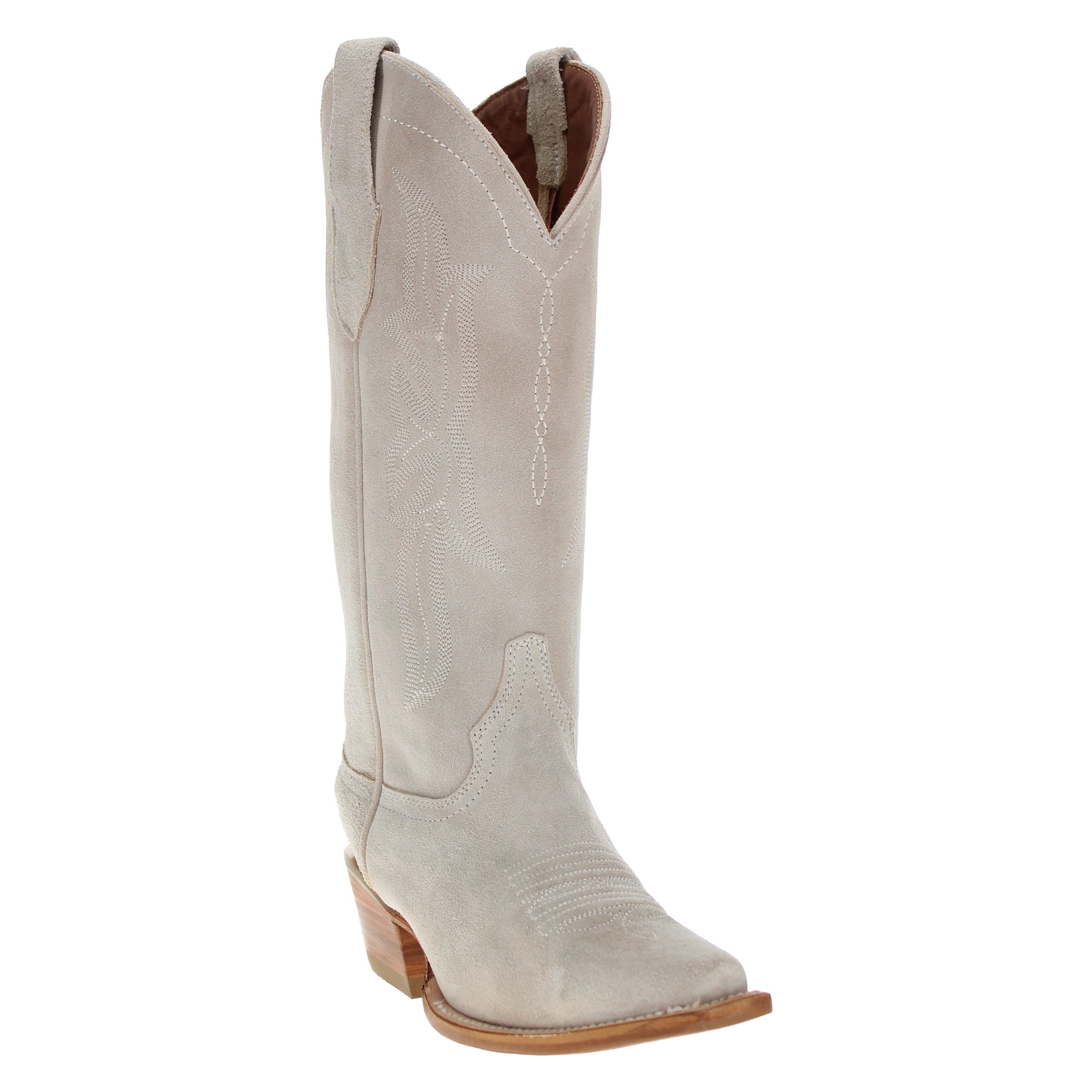 Women's Ivory Suede Leather Cowgirl Boots Sloane by Vaccari Core