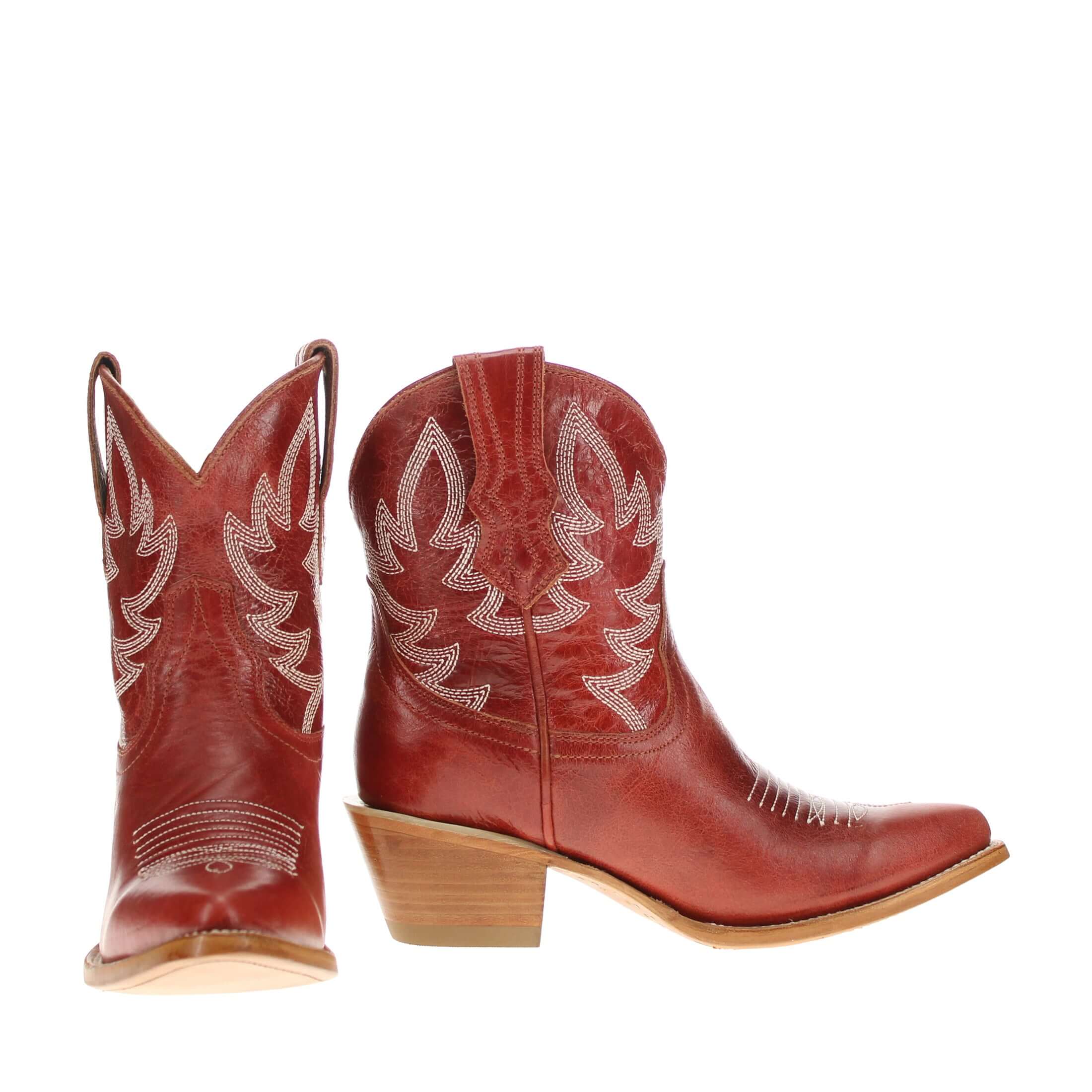 Women's Barnwood Red Leather Cowgirl Booties Emma by Vaccari Core