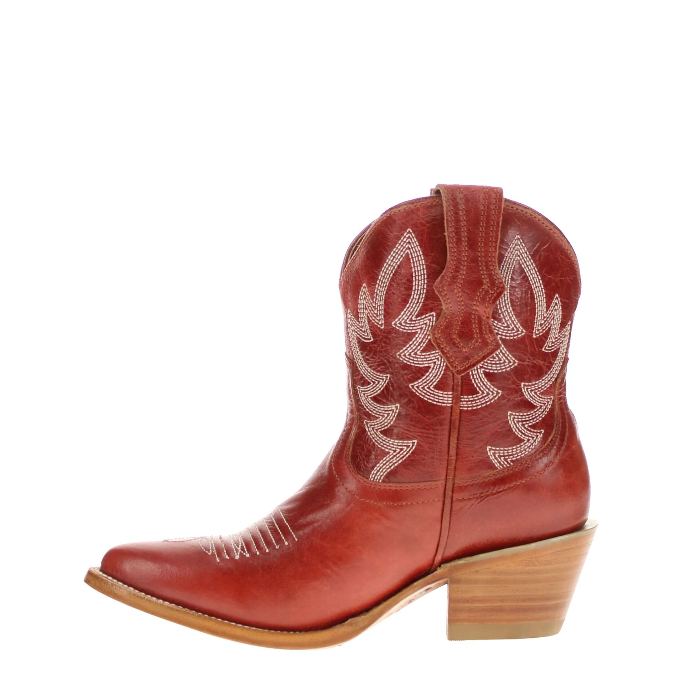 Women's Barnwood Red Leather Cowgirl Booties Emma by Vaccari Core