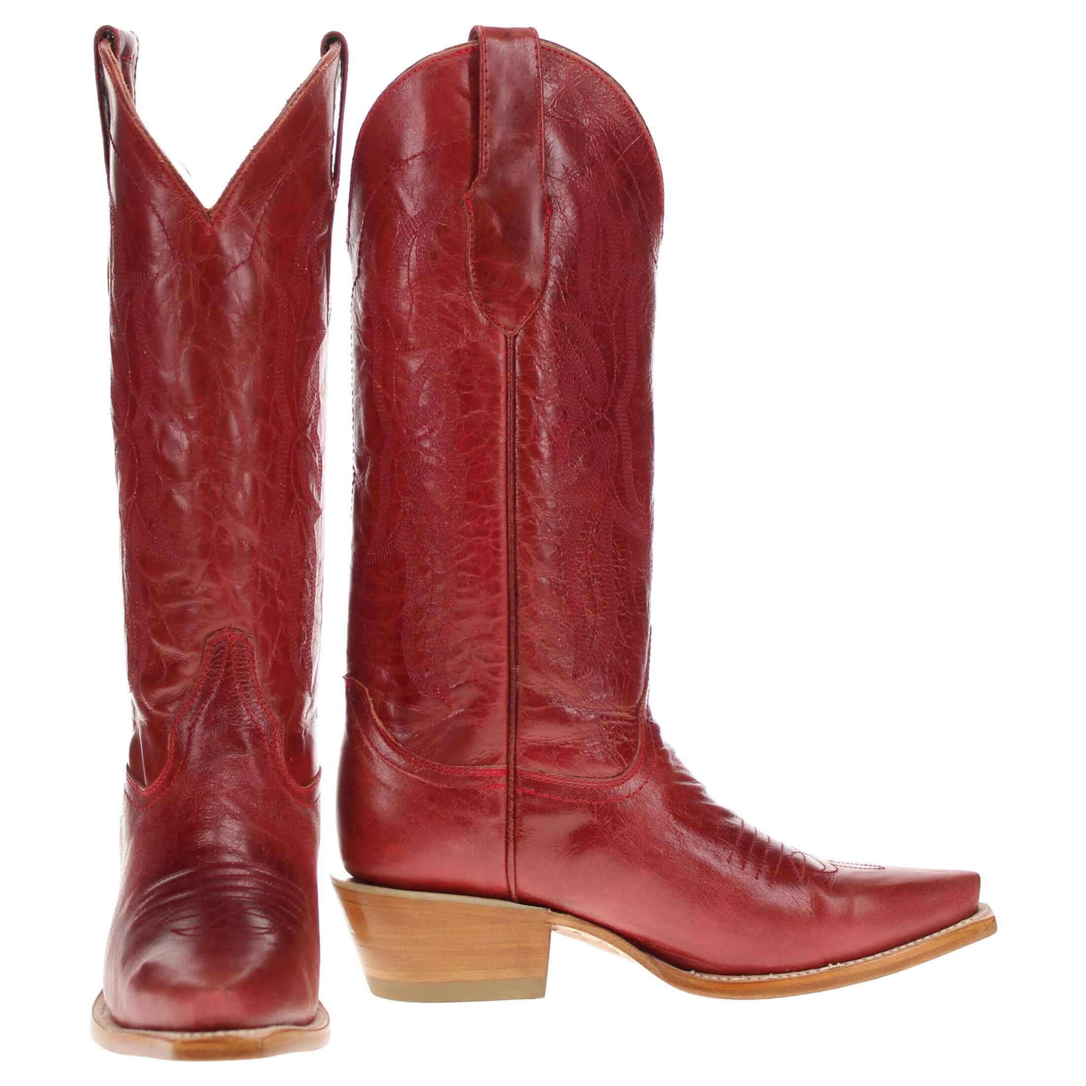 Women's Red Leather Cowgirl Boots Sloane by Vaccari Core