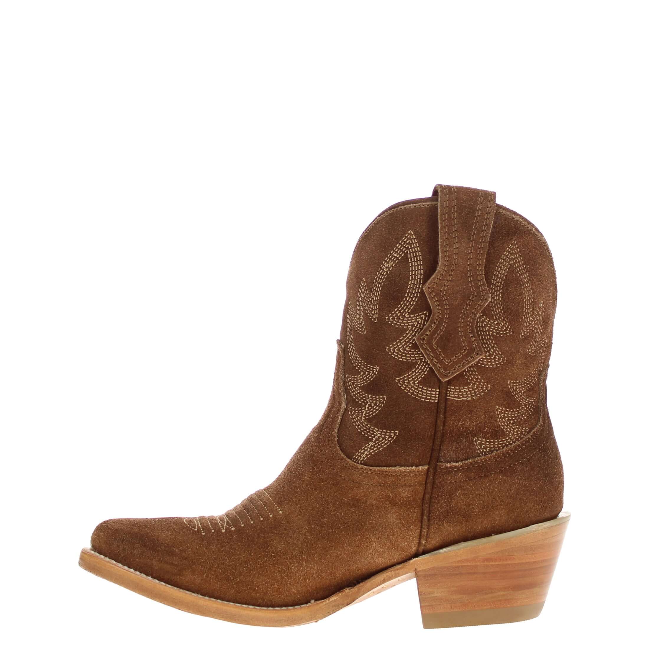 Women's Sand Suede Leather Cowgirl Booties Emma by Vaccari Core