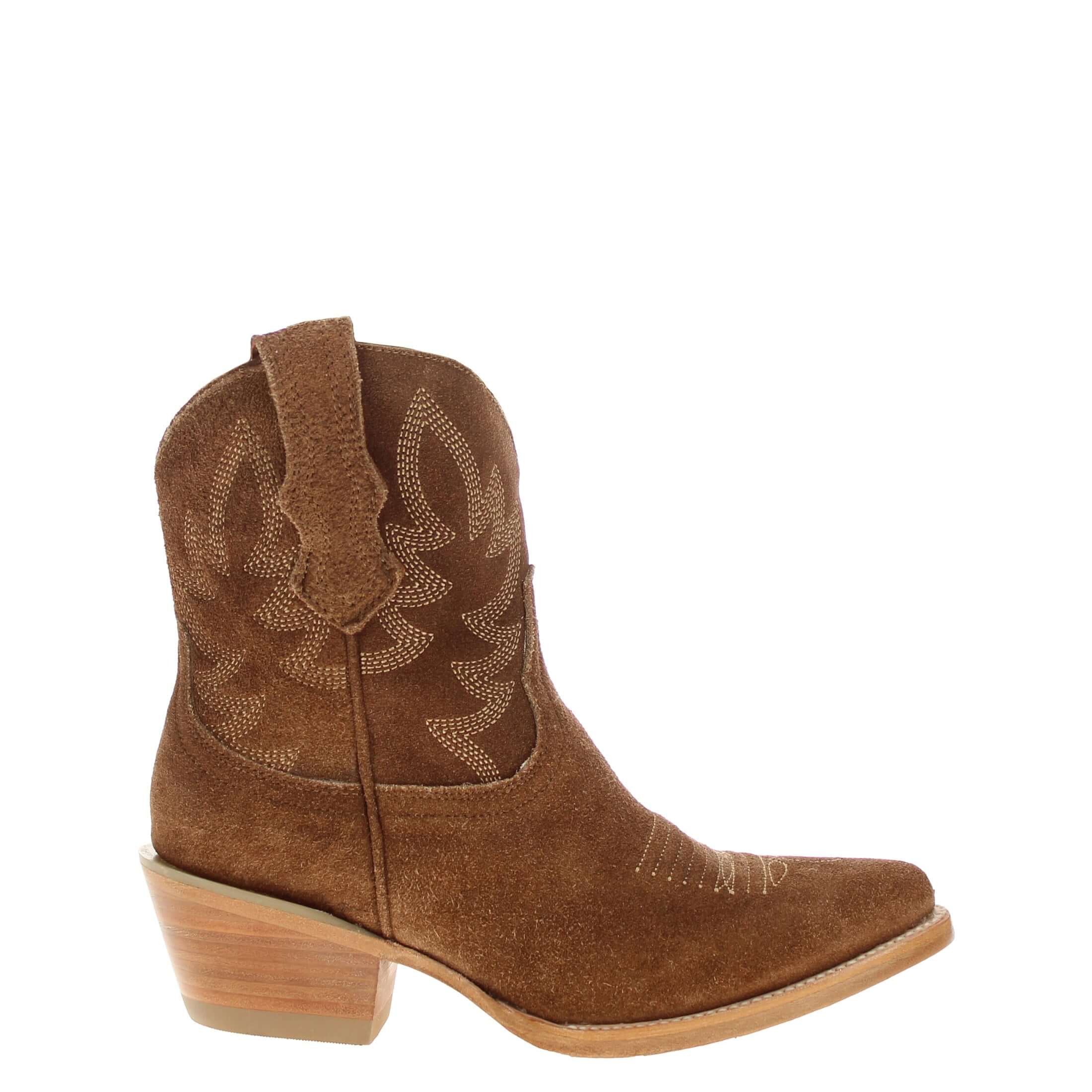 Women's Sand Suede Leather Cowgirl Booties Emma by Vaccari Core