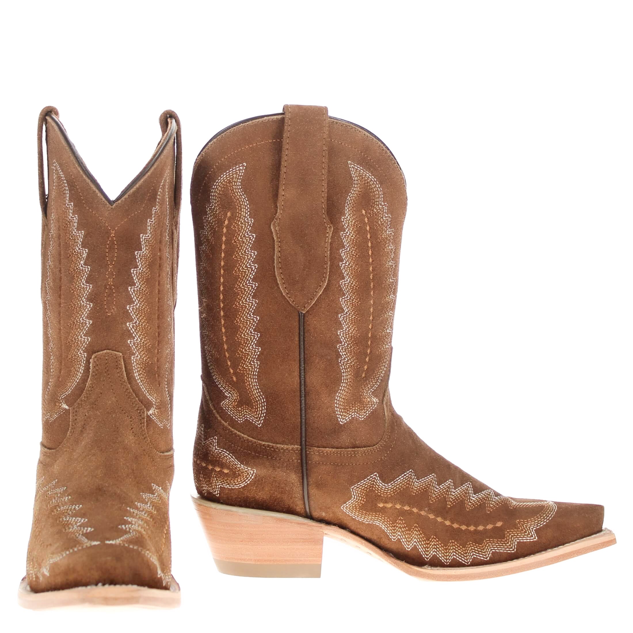 Women's Tan Suede Leather Cowgirl Boots Hazel by Vaccari Core