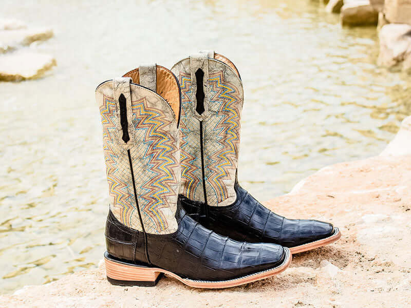 Men's Black American Alligator Cowboy Boots Navarro by Vaccari Core