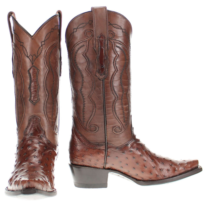 Womens Mocha Full Quill Ostrich Snip Toe Boots by Vaccari