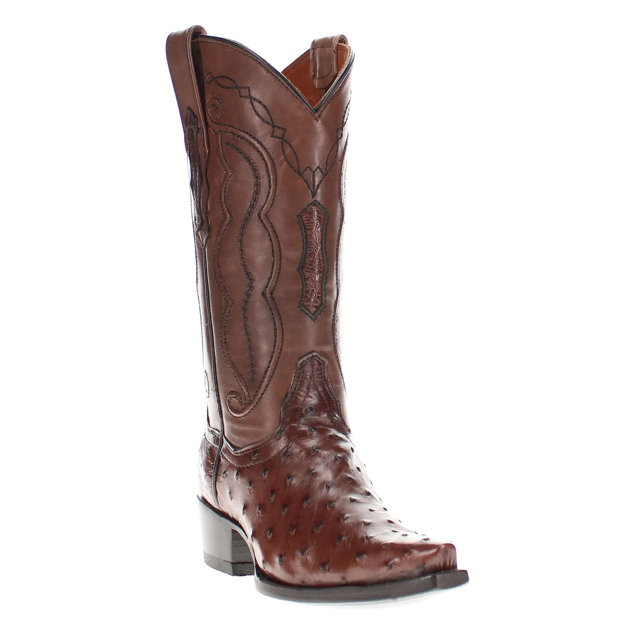 Womens Mocha Full Quill Ostrich Snip Toe Boots by Vaccari