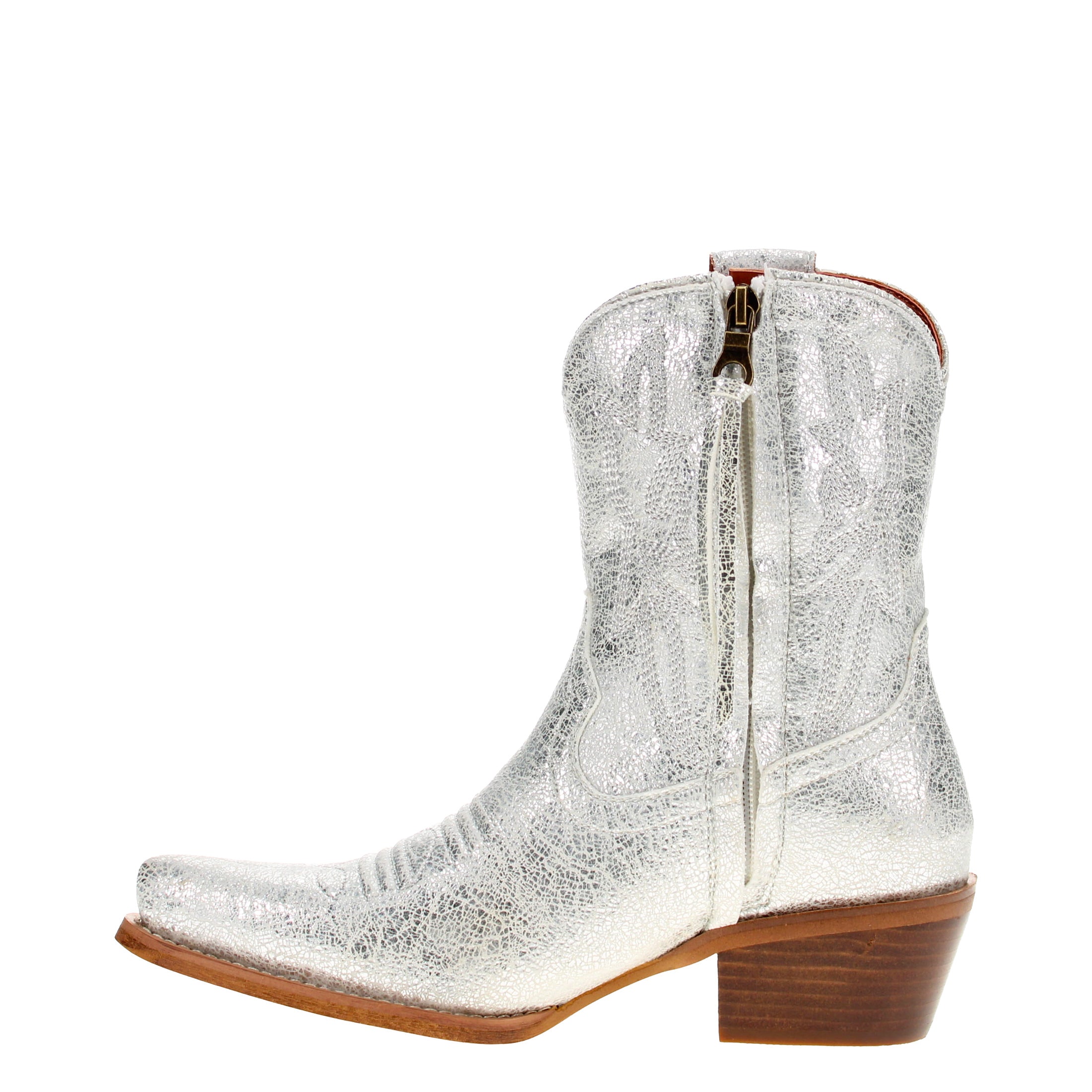Women's Crackle Sliver Cowgirl Boots with Color Tassel Jane by V by Vaccari