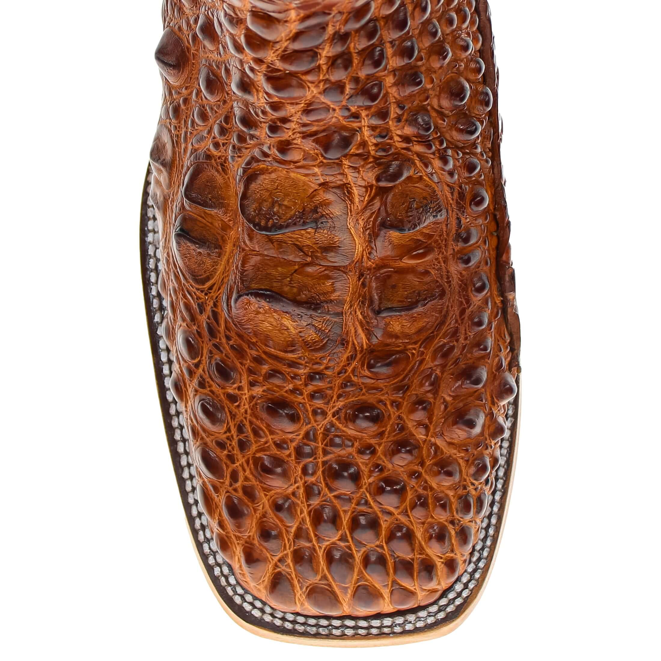 Men's Cognac Head Cut Alligator Zander Vaccari Boots