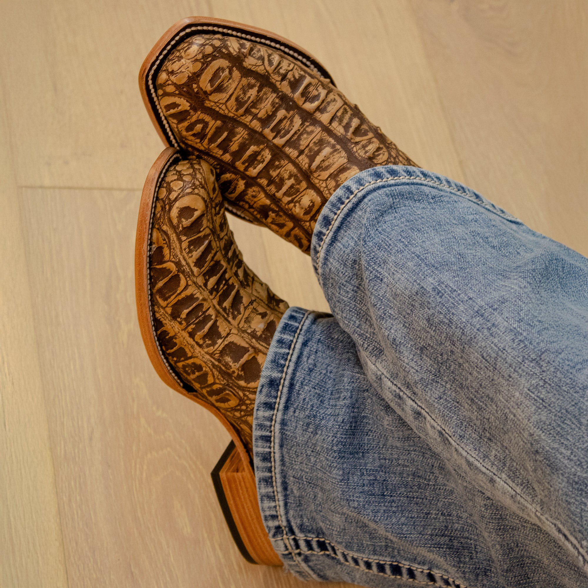 Men's Almond American Alligator Cowboy Boots Zion by Vaccari Core