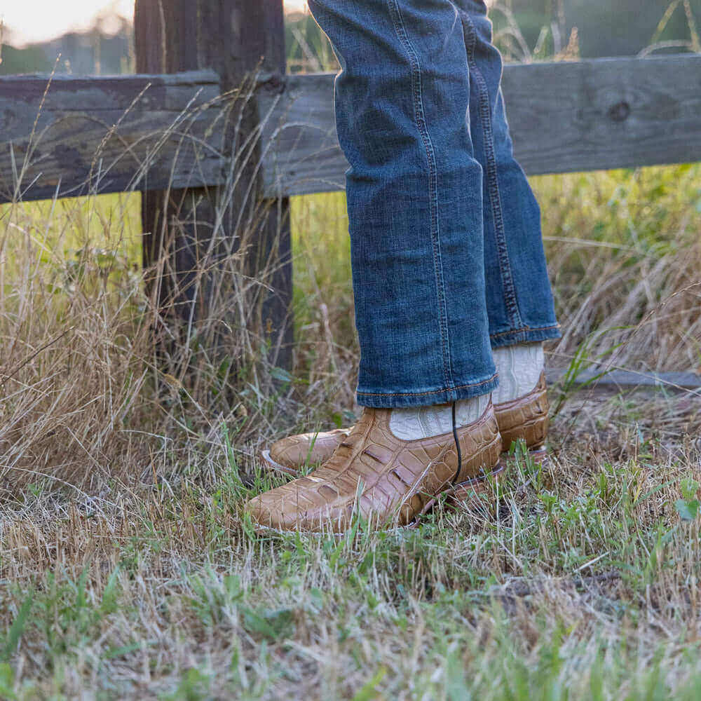 American Alligator Men's Tan Cowboy Boots Zion by Vaccari Core