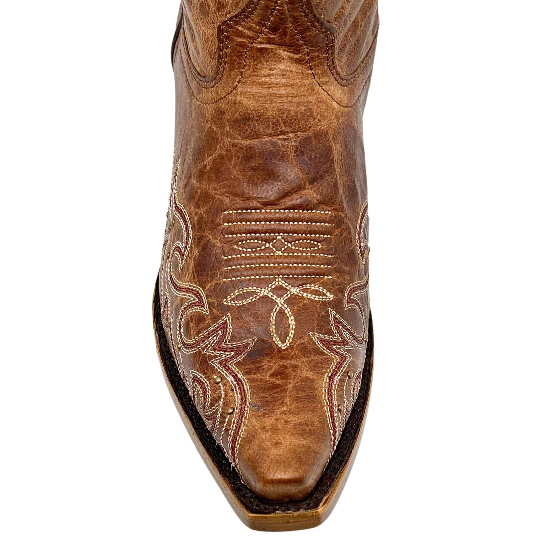 Women's Texas A&M Aggies Cowgirl Boots | Gold studs Brown Snip Toe Boots | Officially Licensed | Annie