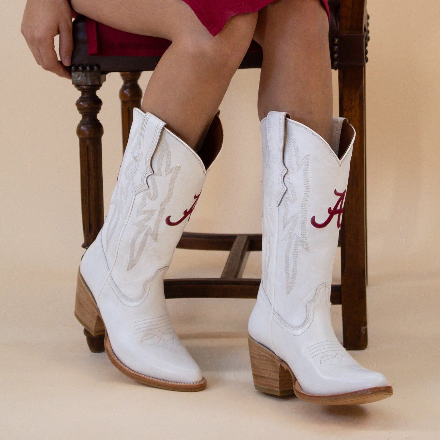 Women's University of Alabama White Cowgirl Boots Leighton by Vaccari University