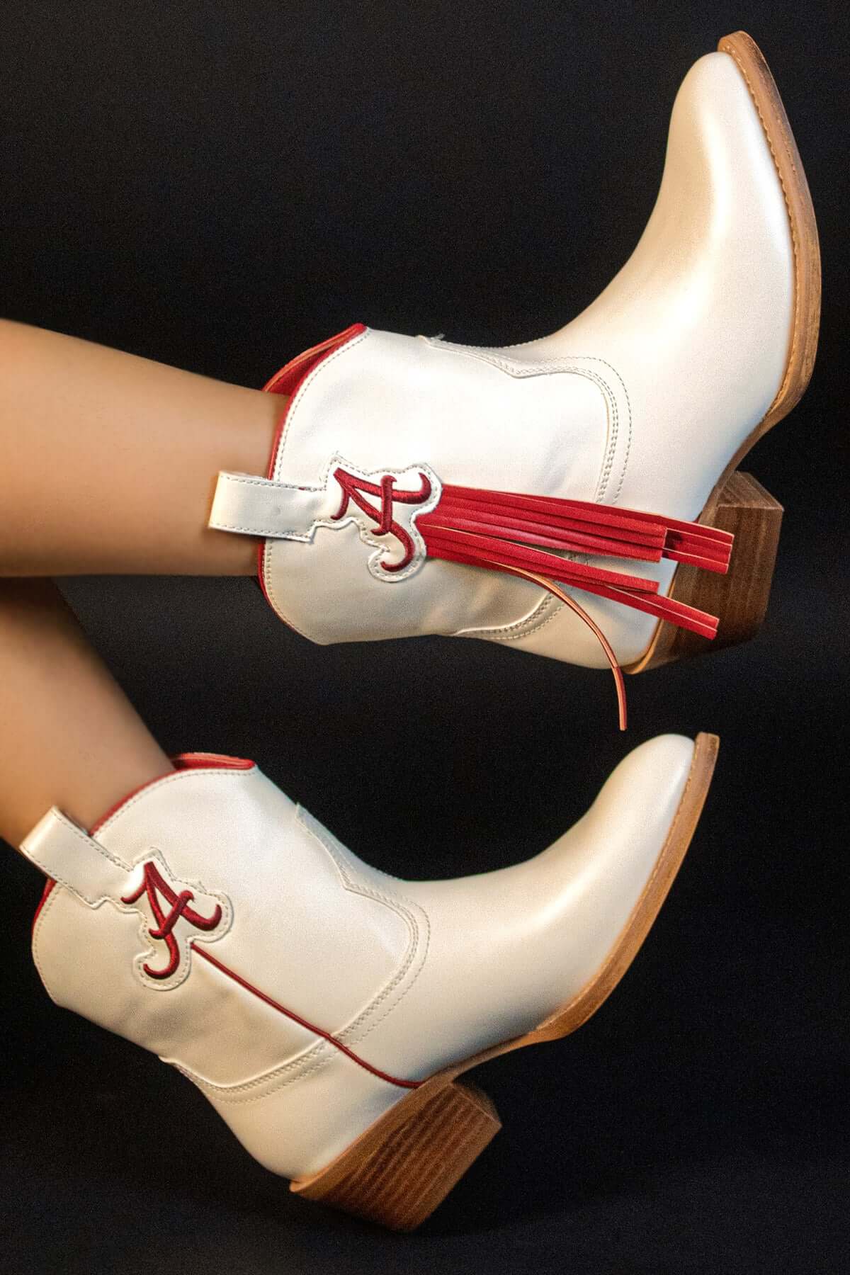 Women's University of Alabama White Fringe Bootie Lucy by V by Vaccari