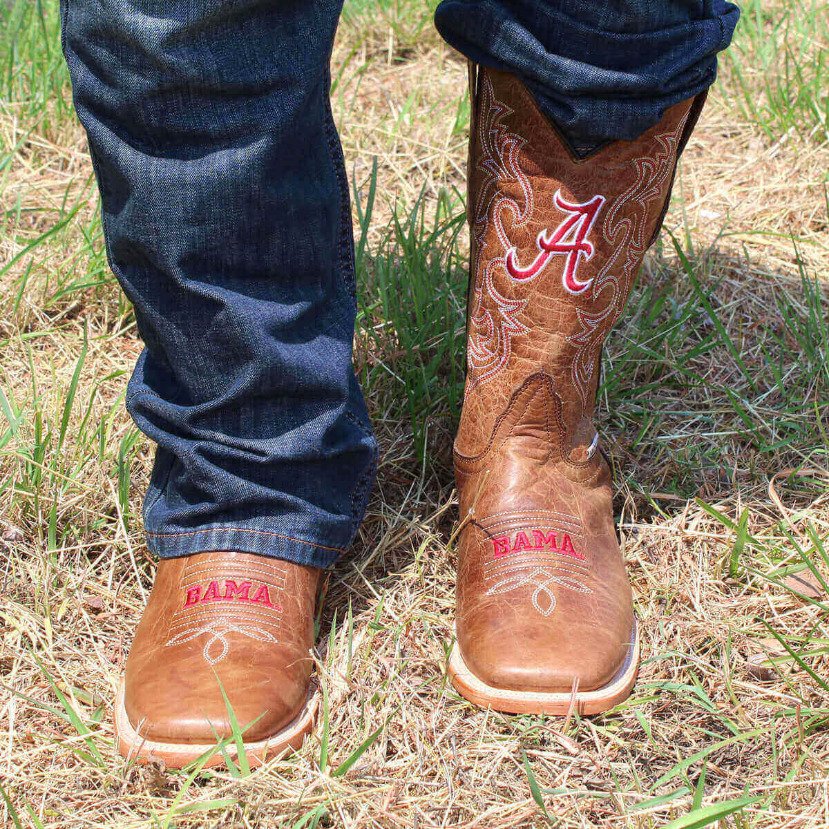 Men's University of Alabama Tan Cowboy Boots Luke by Vaccari University