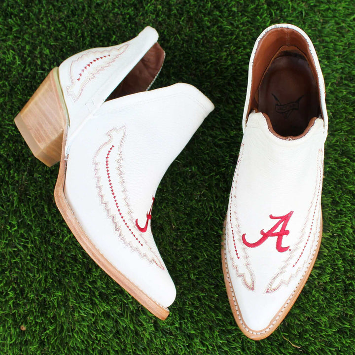 Women's University of Alabama White Pointed Toe Boots by Vaccari