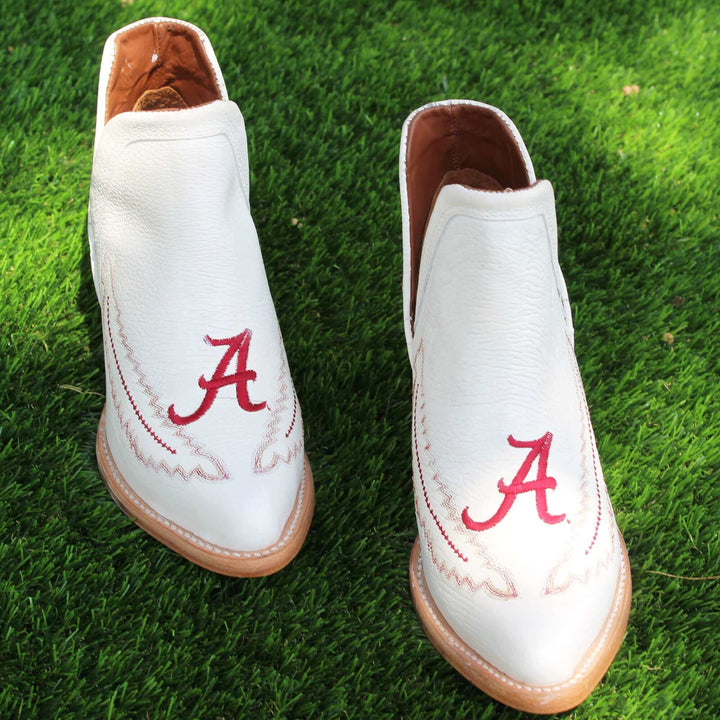 Women's University of Alabama White Pointed Toe Boots by Vaccari
