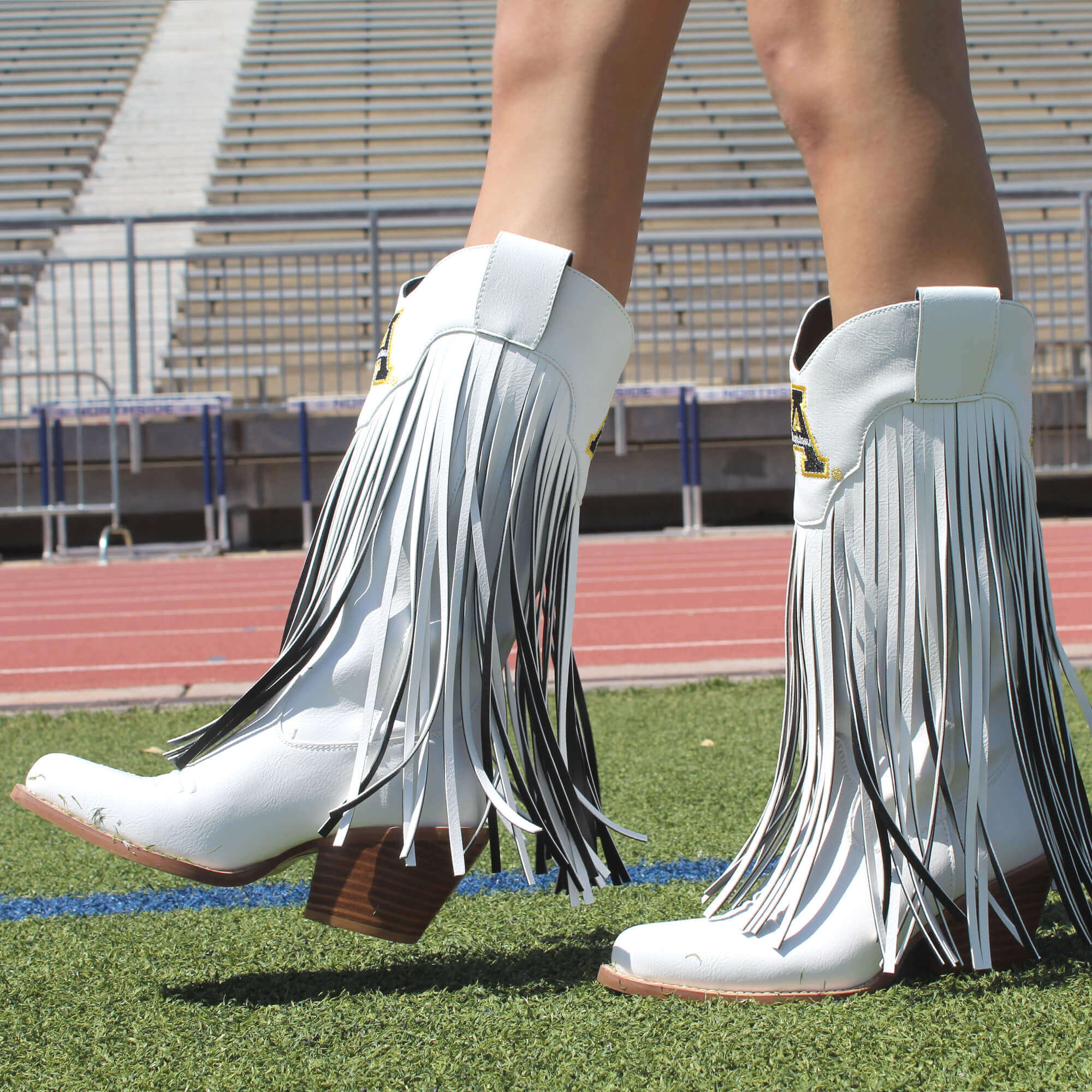 Appalachian State University Kacey White Fringe Boot By V By Vaccari