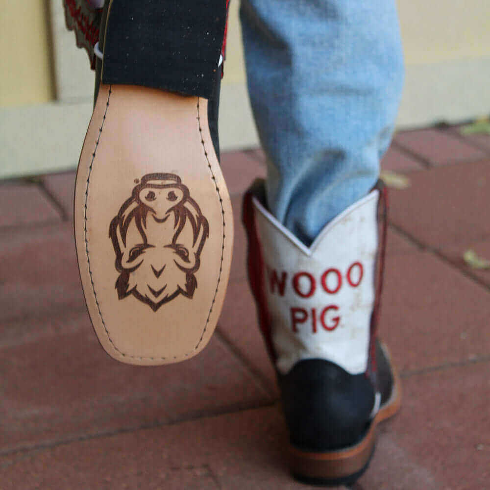 Kid's University of Arkansas White and Black Cowboy Boots by Vaccari University