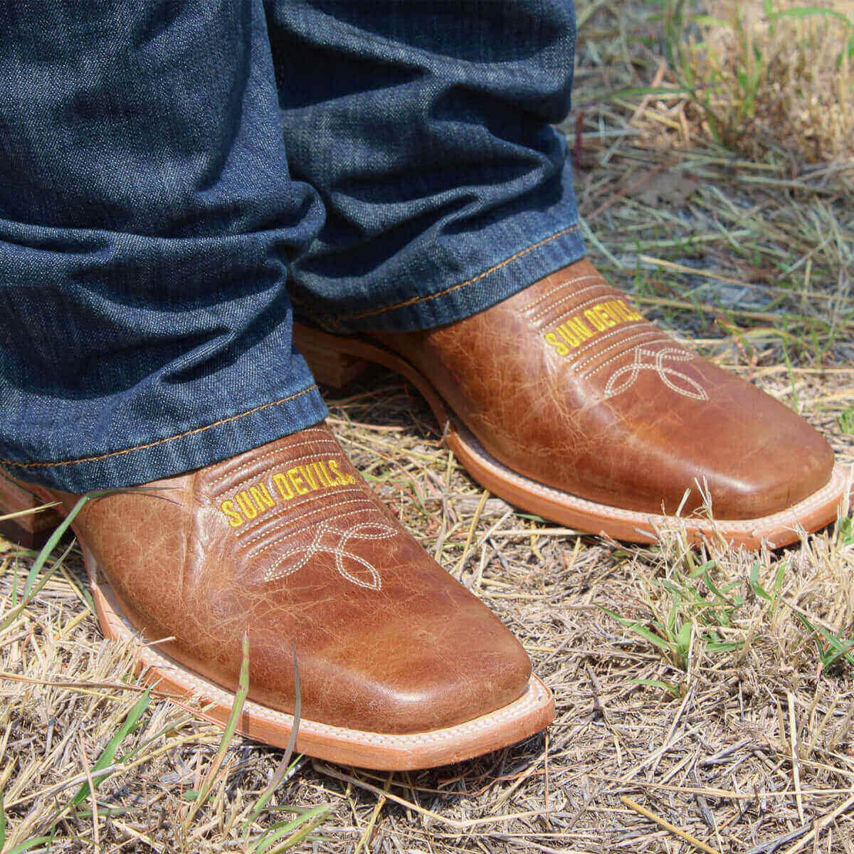 Men's Arizona State Tan Cowboy Boots Luke by Vaccari University