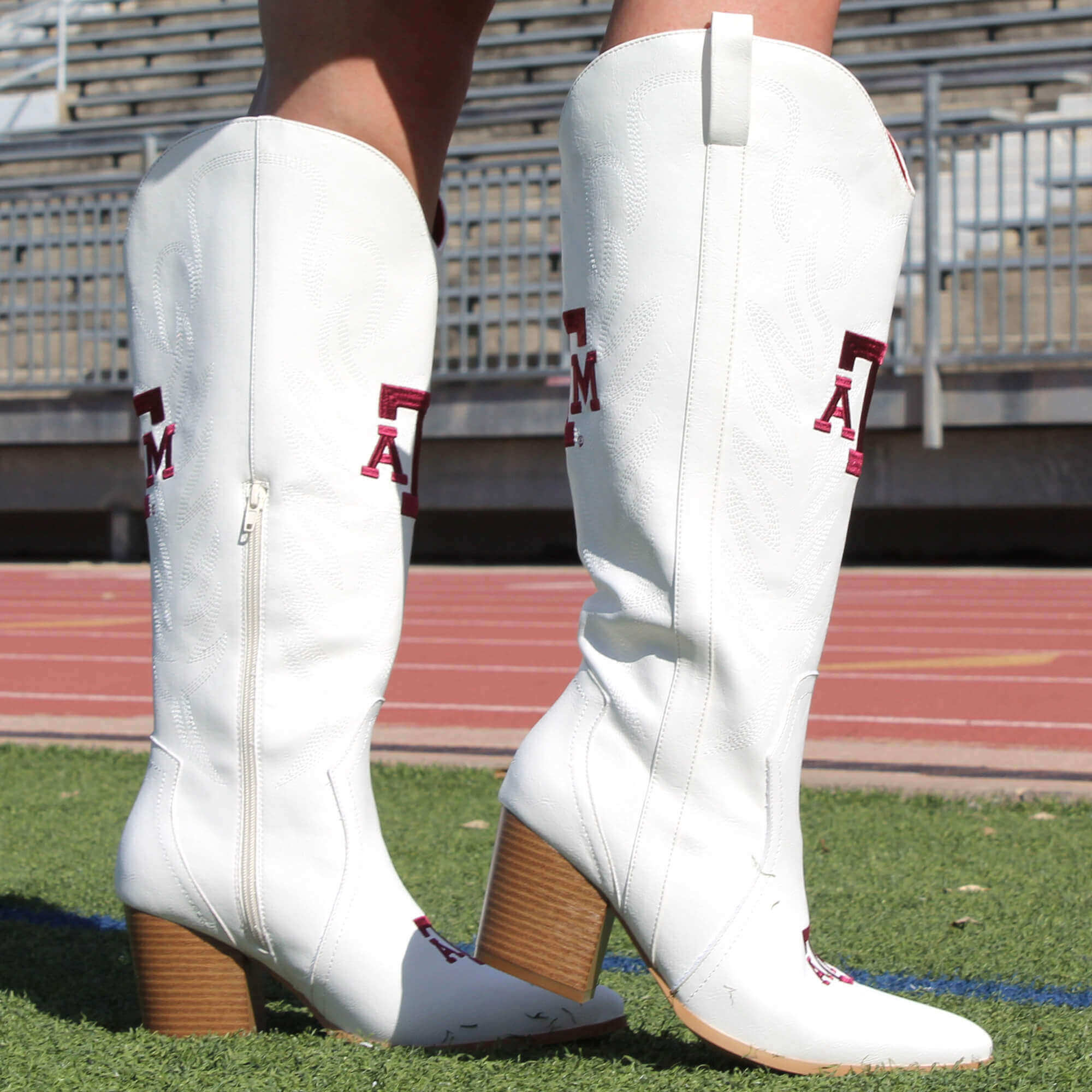Texas A&M University Blair Tall White Boot By V By Vaccari