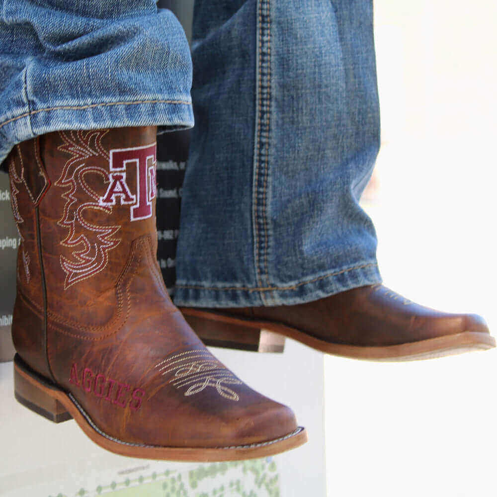 Kid's Texas A&M Brown Cowboy Boots by Vaccari University