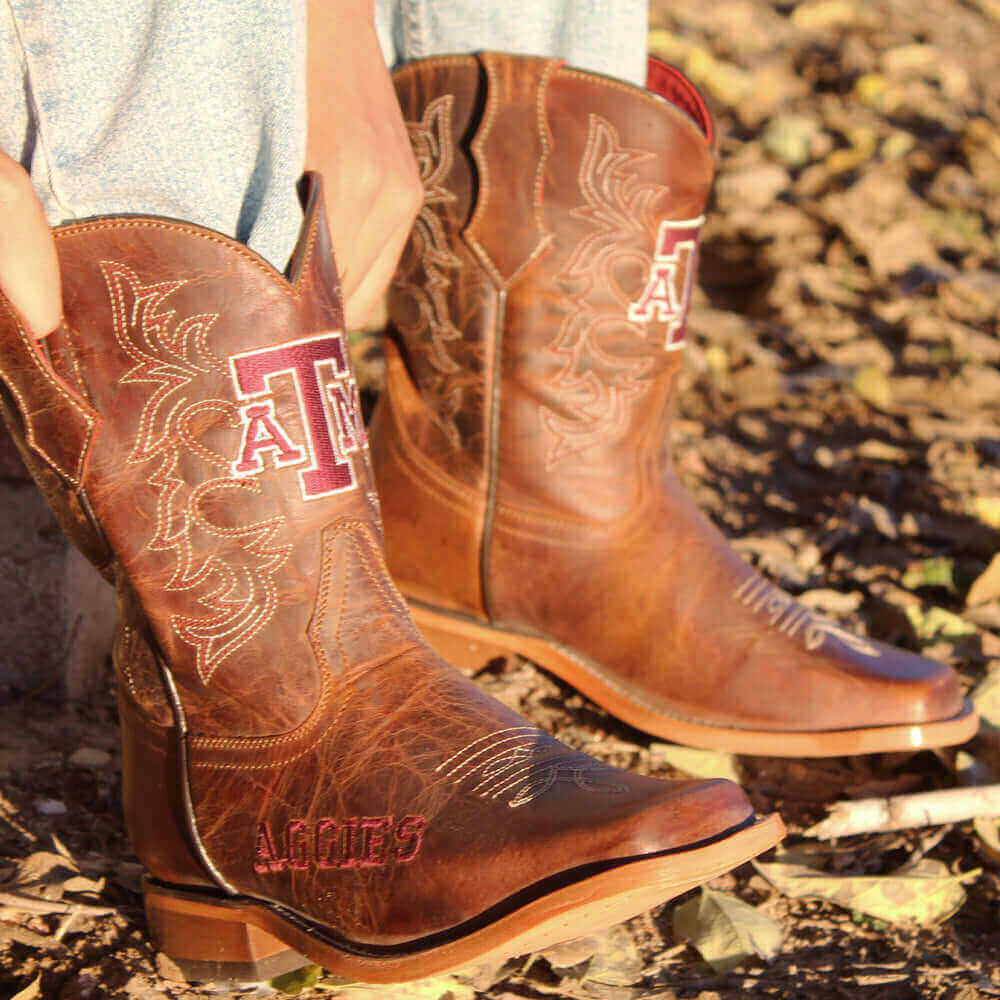 Kid's Texas A&M Brown Cowboy Boots by Vaccari University