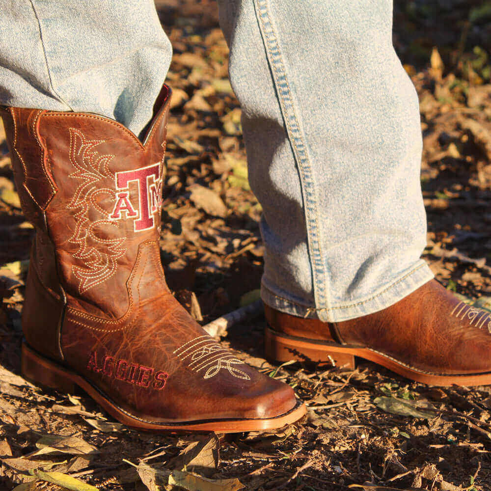 Kid's Texas A&M Brown Cowboy Boots by Vaccari University