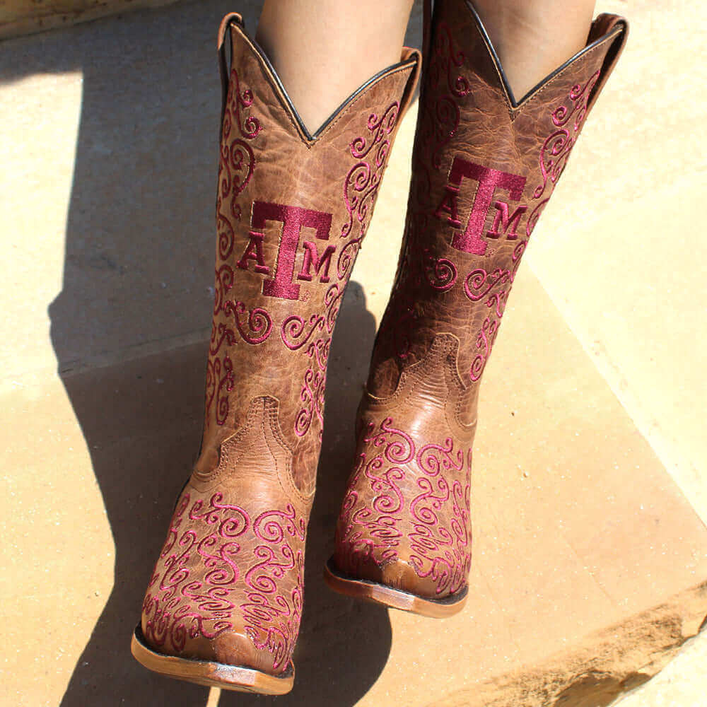 Women's Texas A&M Brown Cowgirl Boots Claire by Vaccari University