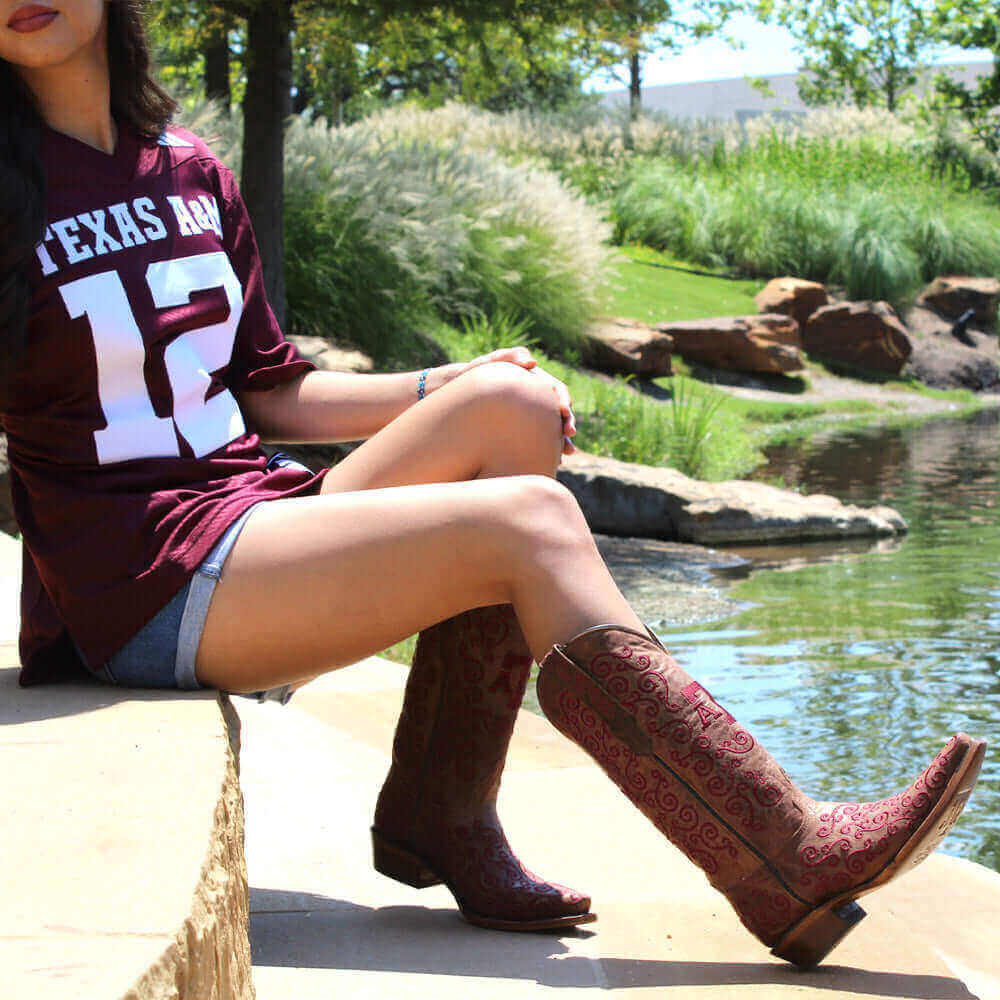 Women's Texas A&M Brown Cowgirl Boots Claire by Vaccari University