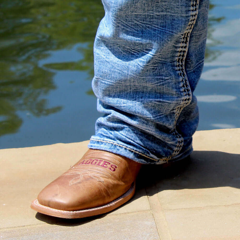 Men's Texas A&M Brown Cowboy Boots Luke by Vaccari University