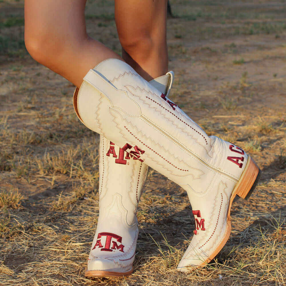 Women's Texas A&M Bone Cowgirl Boots Naomi by Vaccari University
