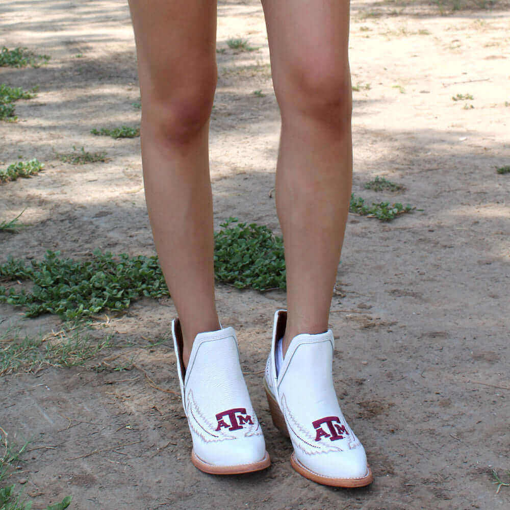 Women's Texas A&M White Cowgirl Booties Natlaie by Vaccari University