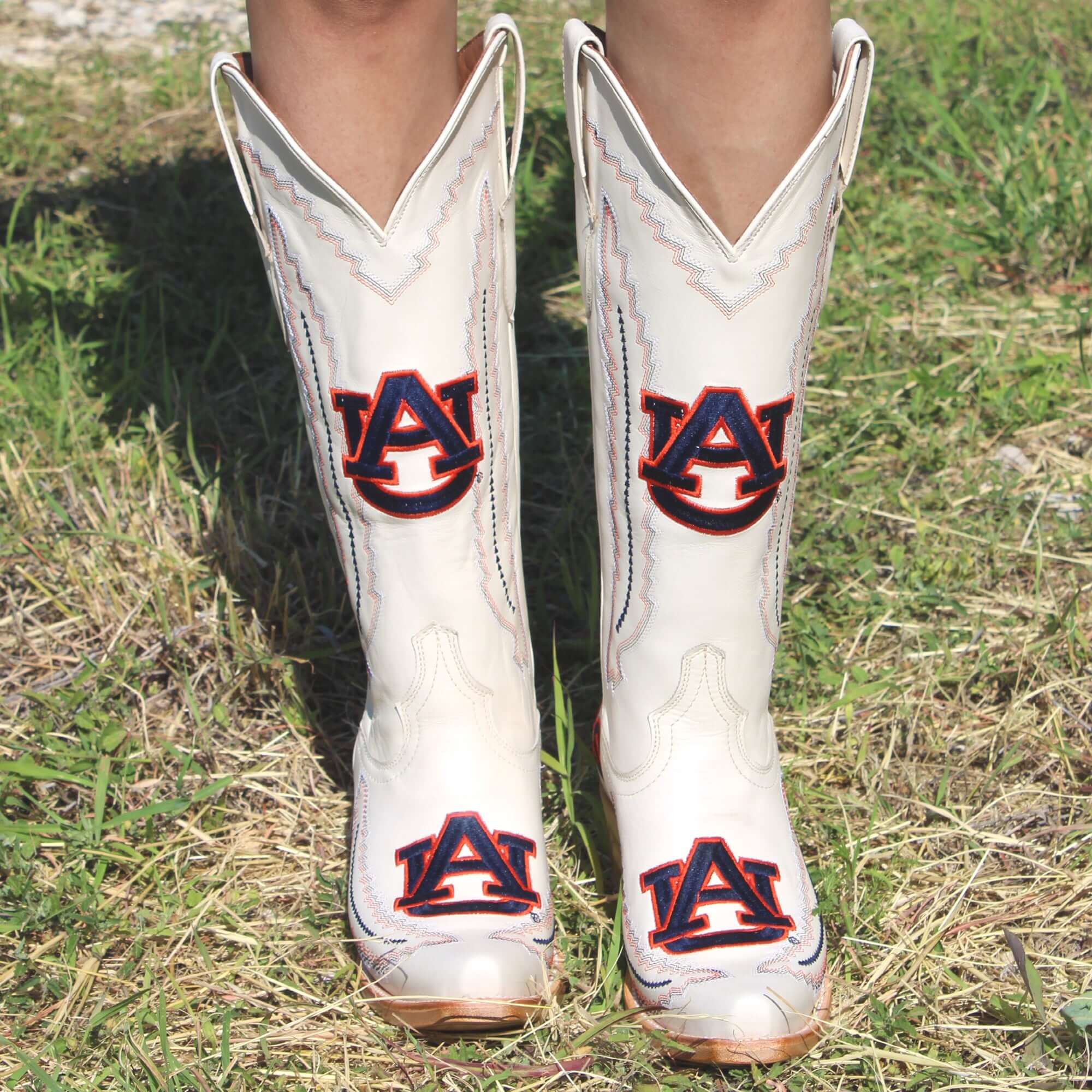 Women's Auburn University Tigers Bone Snip Toe Cowgirl Boots Naomi by Vaccari