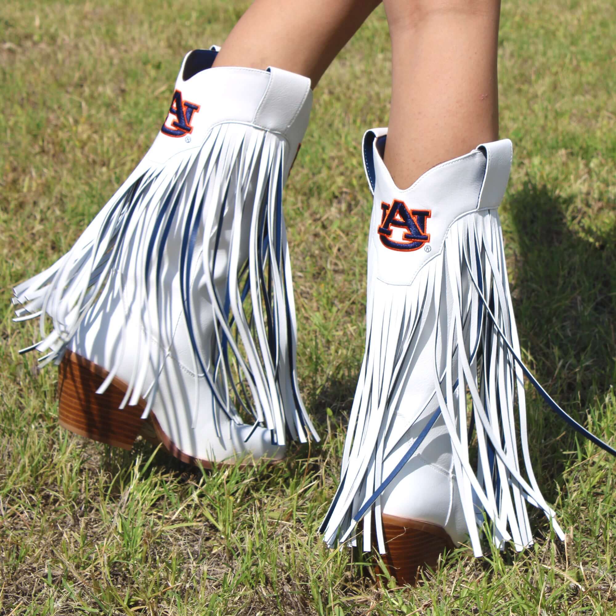 Auburn University Kacey White Fringe Boot by V By Vaccari