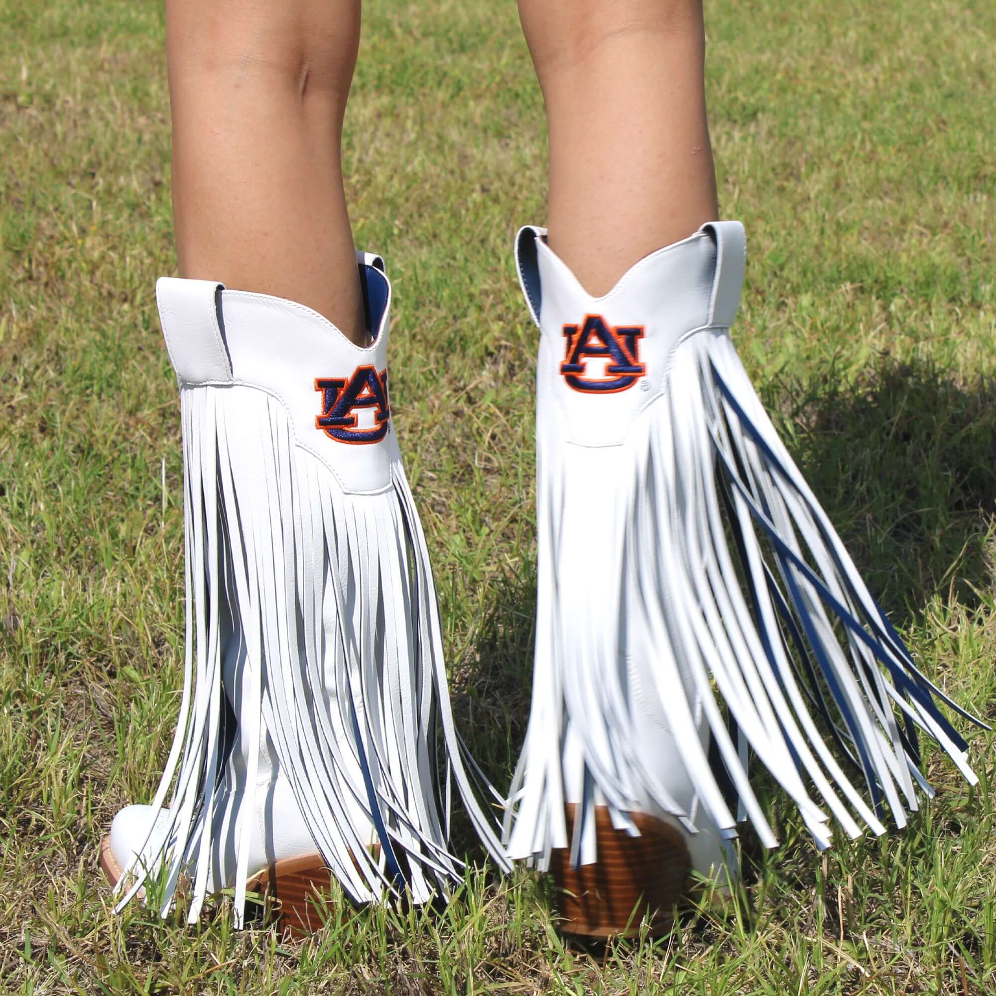 Auburn University Kacey White Fringe Boot by V By Vaccari