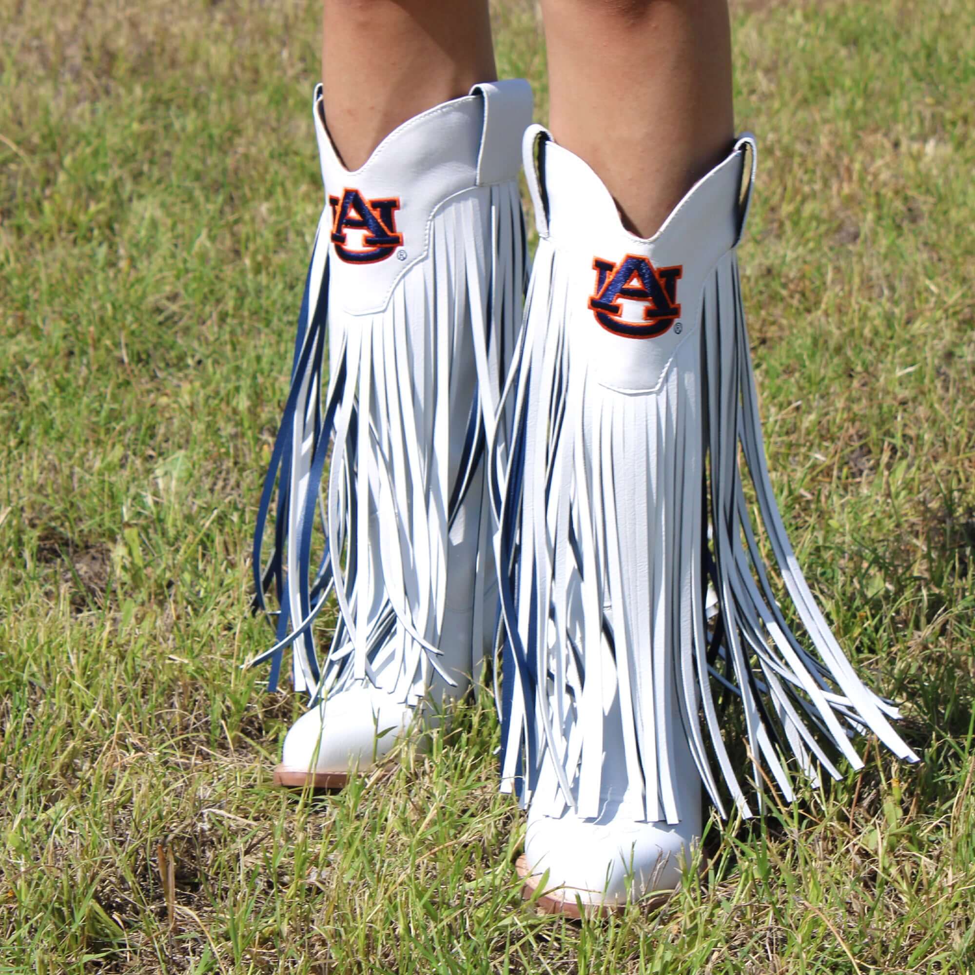 Auburn University Kacey White Fringe Boot by V By Vaccari