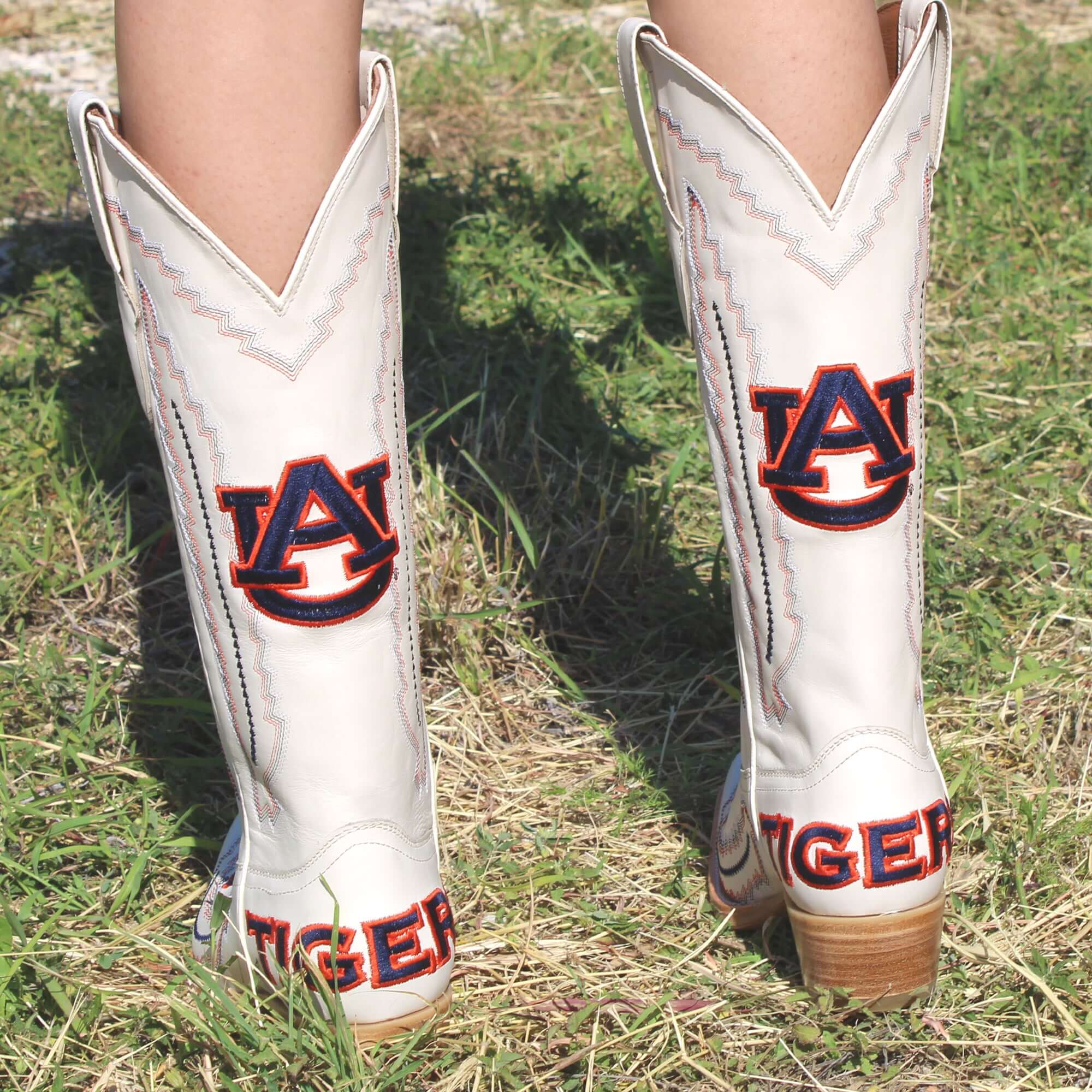 Women's Auburn University Tigers Bone Snip Toe Cowgirl Boots Naomi by Vaccari