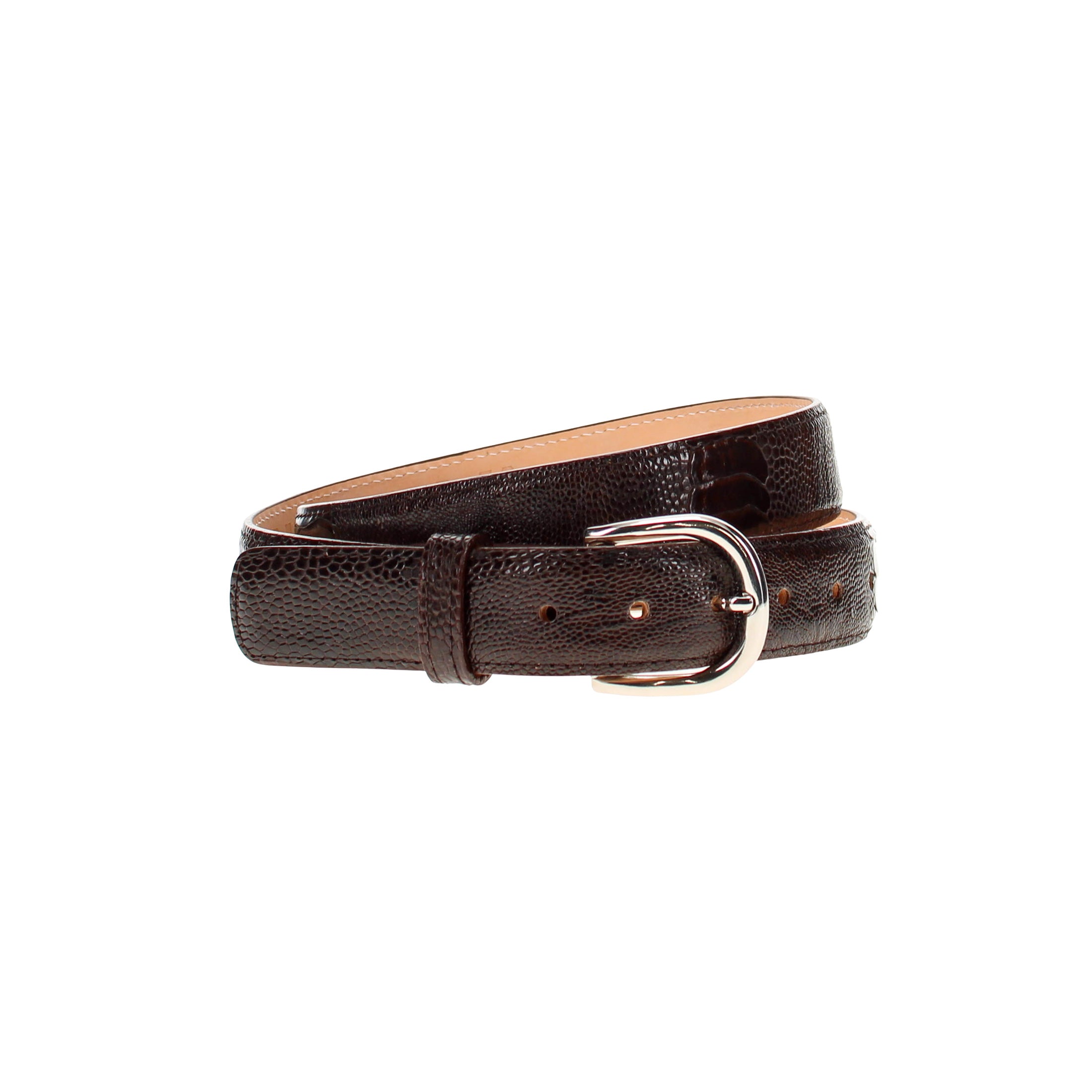 Men's Mocha Ostrich Leg Belt
