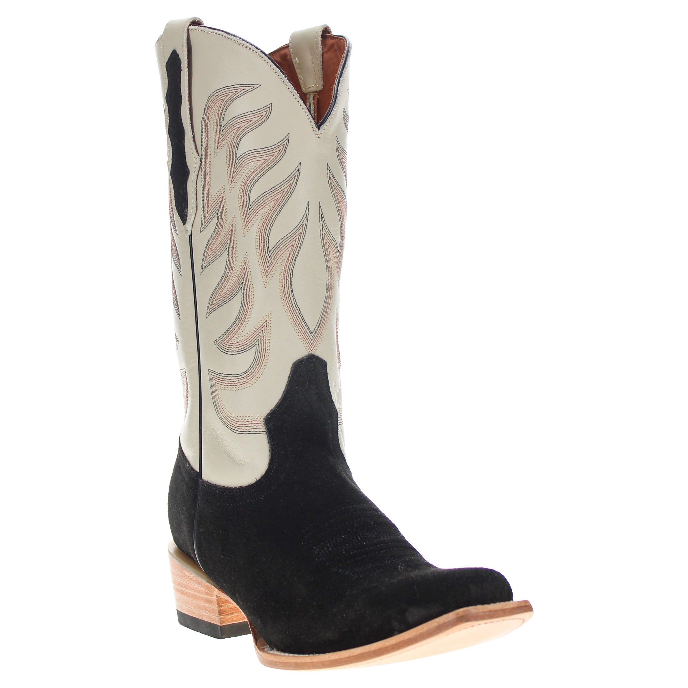 Men's Black Suede Vamp JW Toe Toe Cowboy Boots by Vaccari