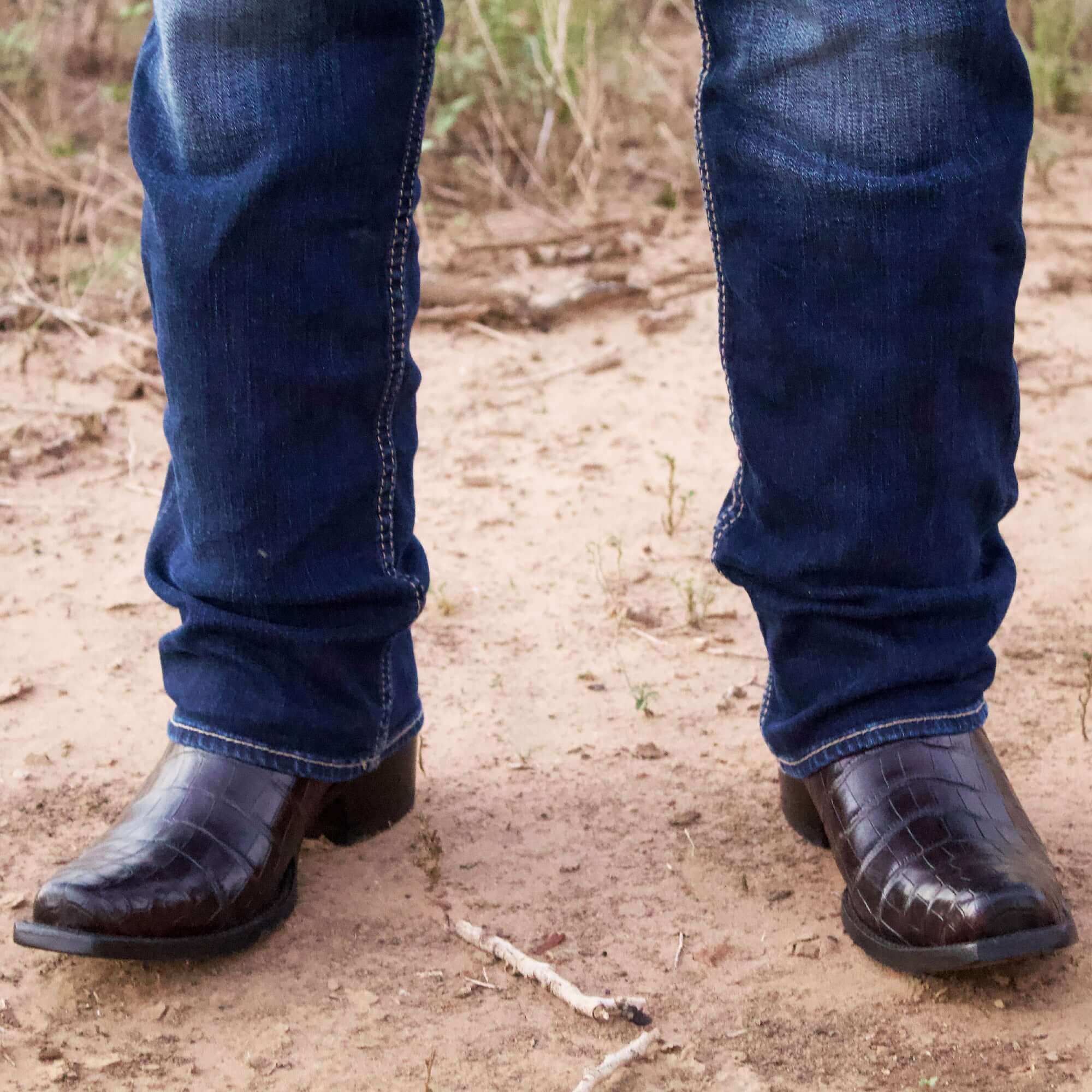 Black Cherry American alligator belly cowboy boots with a caiman texture