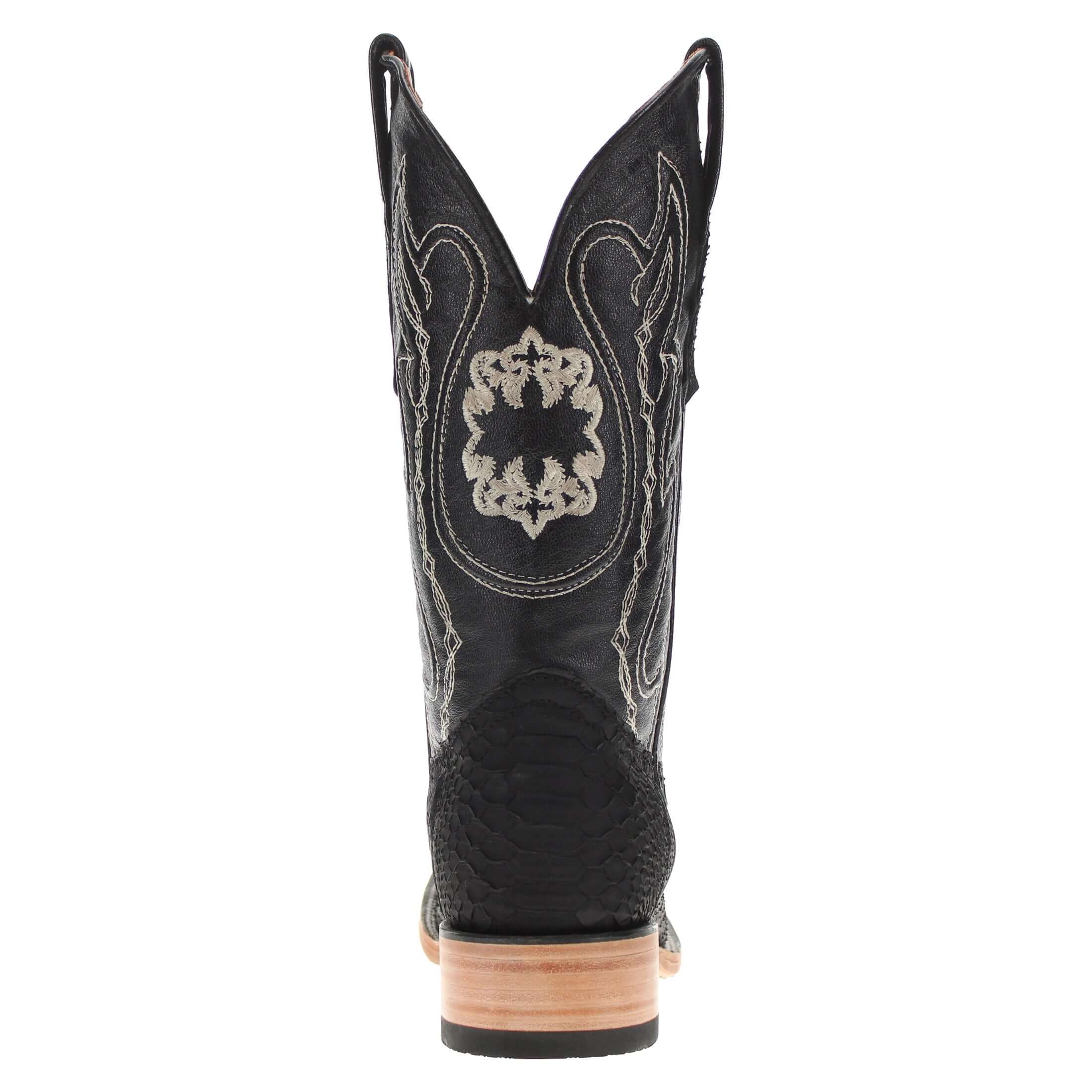Mens Black Python Snake Leather Square Toe Cowboy Boots by Vaccari Core