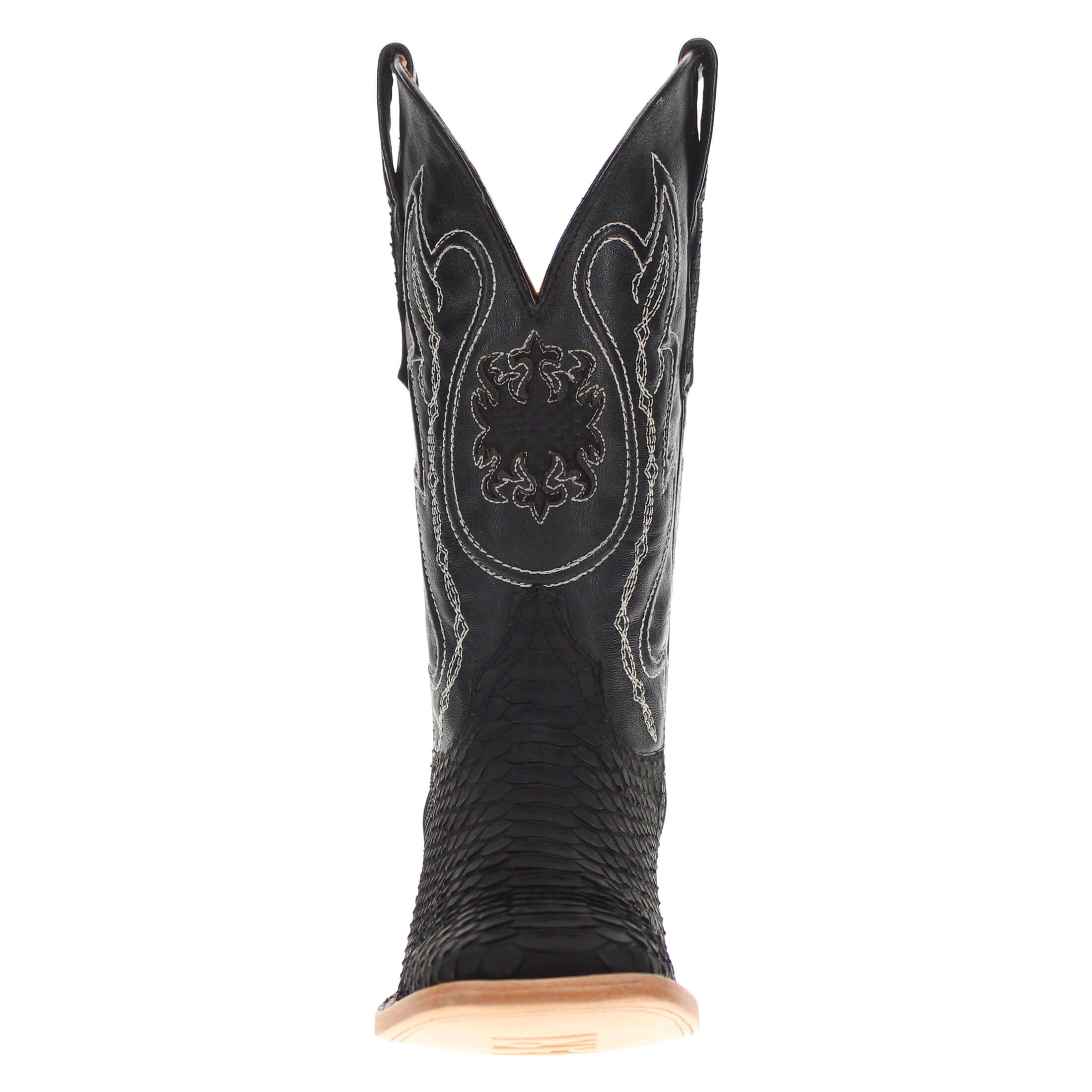 Mens Black Python Snake Leather Square Toe Cowboy Boots by Vaccari Core