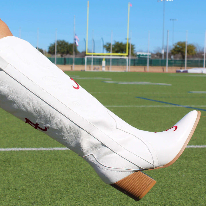 University of Alabama Blair Tall White Boot By V By Vaccari